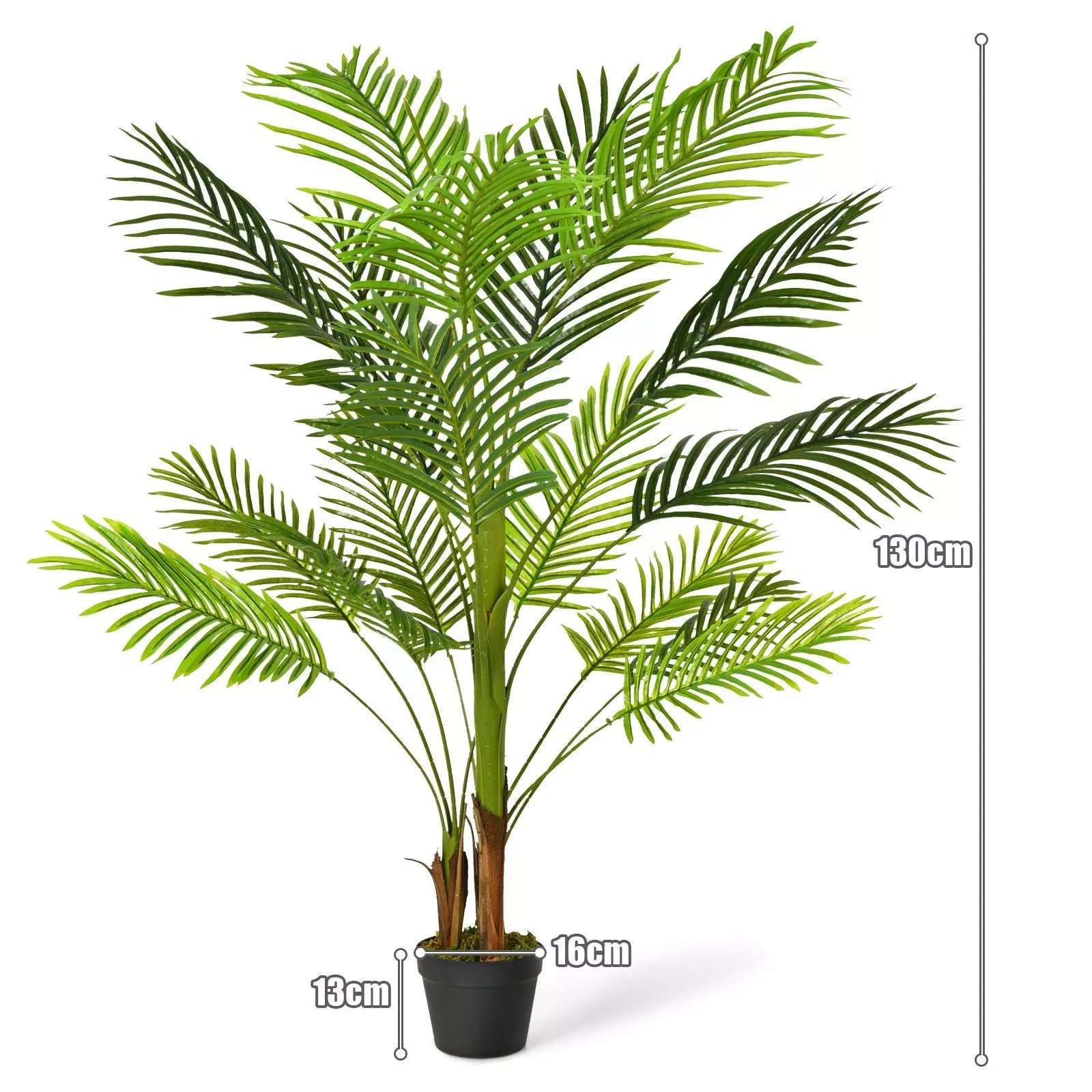 Kunstbaum Phoenix Palme, COSTWAY, Höhe 130 cm, mit Kunststoff-Topf