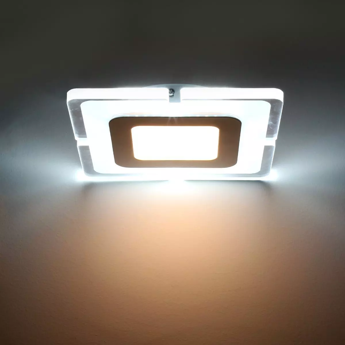 iscooter Deckenleuchte LED Deckenleuchte, Wohnzimmer Schlafzimmer moderne Acryl Deckenlampe, LED fest integriert, Tageslichtweiß, Ultraslim Deckenleuchte, 20x20 cm, 2500K-5500K, ultraflach Wohnzimmer Panel Deckenleuchte, Silber Flurlampe