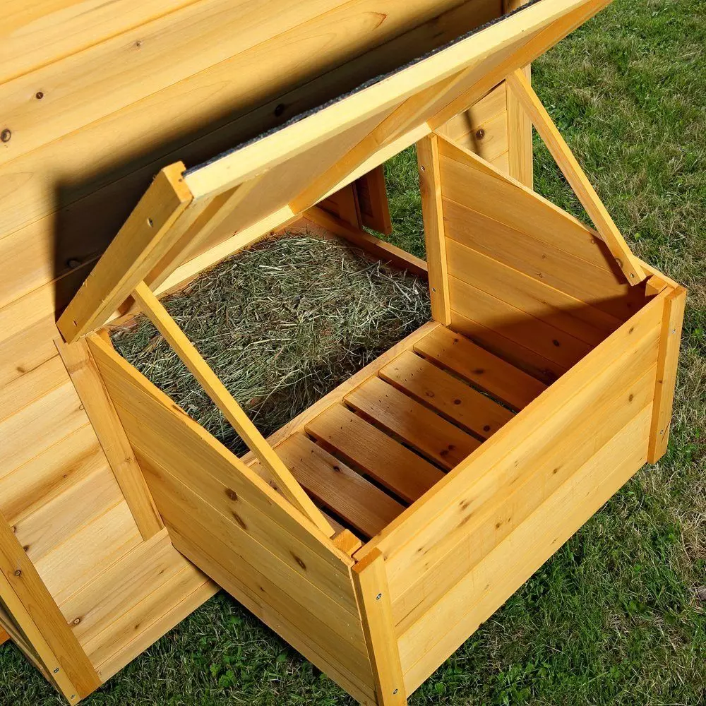 Melko Hühnerstall Hühnerhaus Kaninchenkäfig Hasenstall Braun 214 CM Überdachung Öffnungen Hühner Hühnerstall Kaninchenstall, Wetterfest