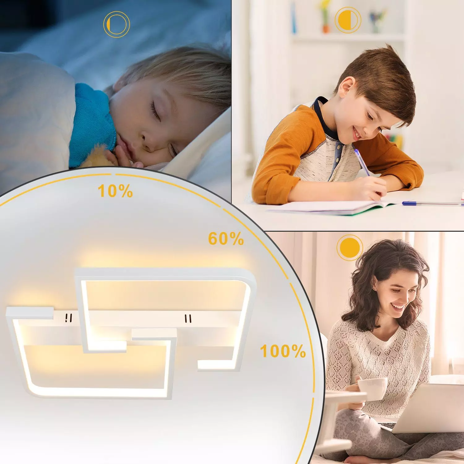 ZMH LED Deckenleuchte Deckenlampe dimmbar mit Fernbedienung für Schlafzimmer Flur, Hochwertige Lampenperlen, LED fest integriert, 3000-6500k, Weiß