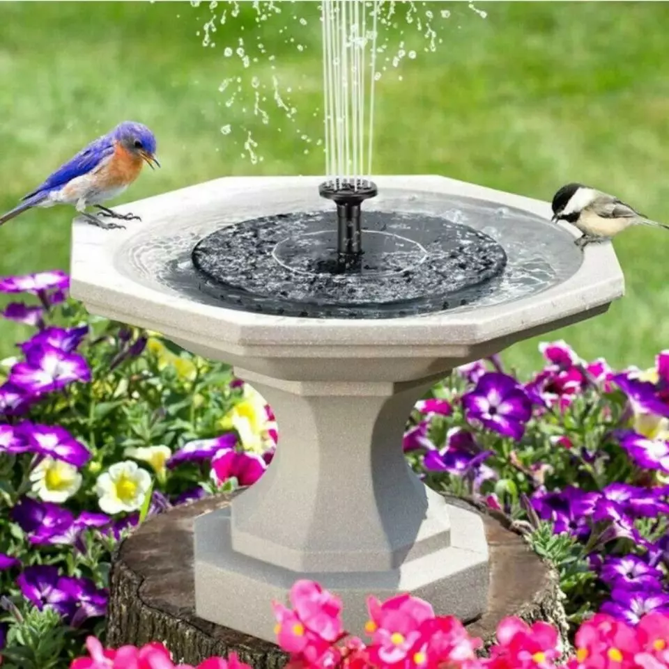 Ciskotu Gartenbrunnen Solar Springbrunnen, 1.4W Solar Teichpumpe mit 4 Effekte Gartenbrunnen
