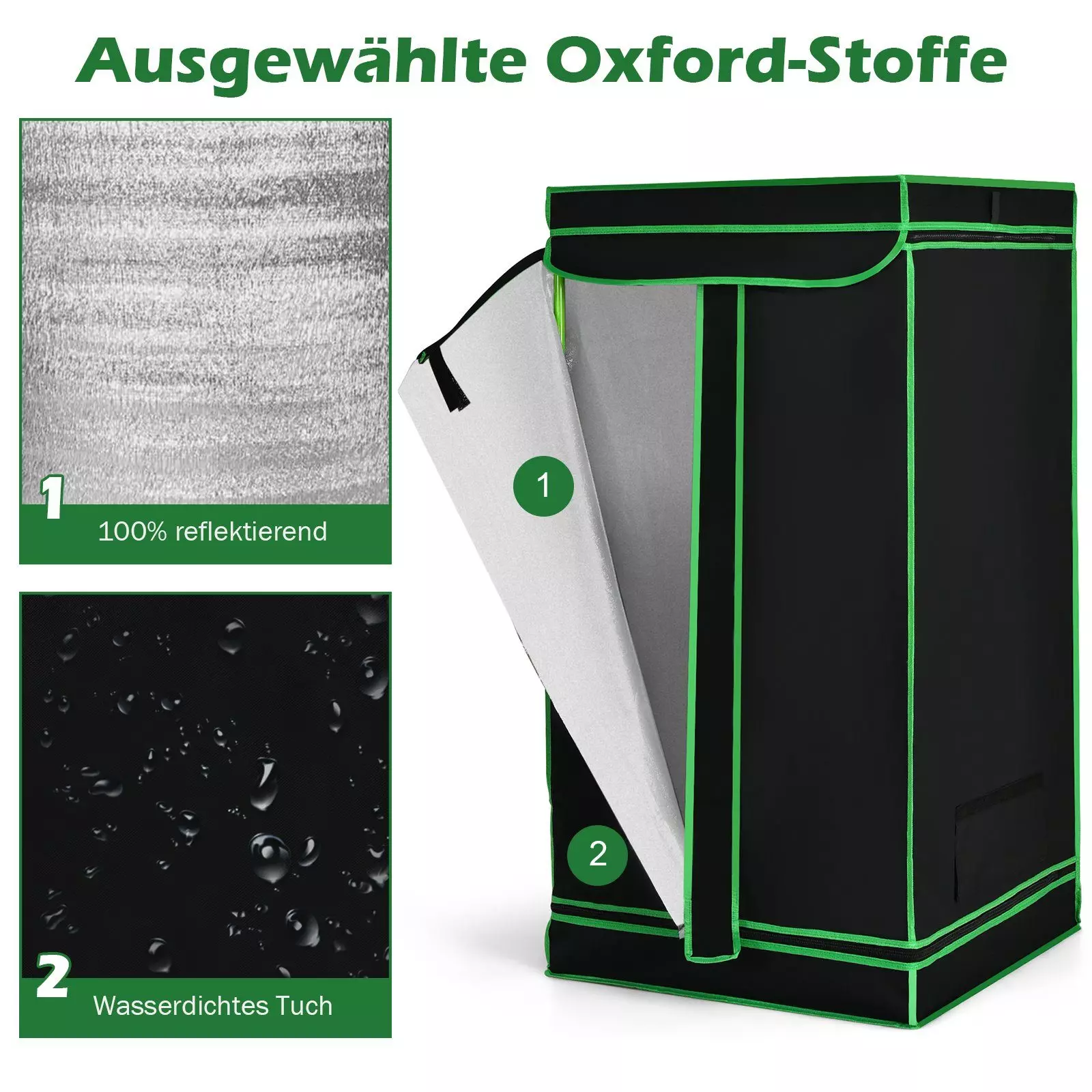 COSTWAY Gewächshaus, BxTxH: 60 x 60 x 120,00 cm, Growbox, Darkroom