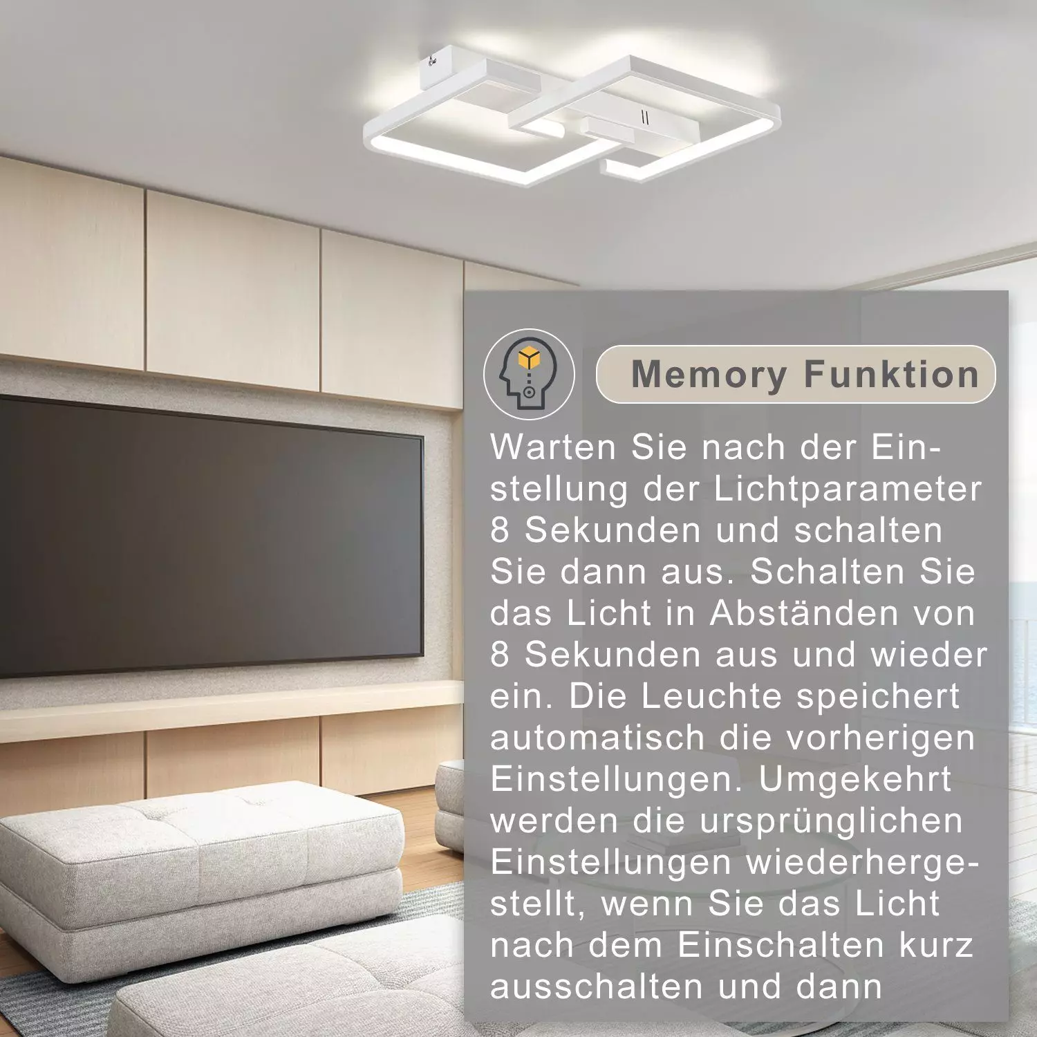 ZMH LED Deckenleuchte Deckenlampe dimmbar mit Fernbedienung für Schlafzimmer Flur, Hochwertige Lampenperlen, LED fest integriert, 3000-6500k, Weiß