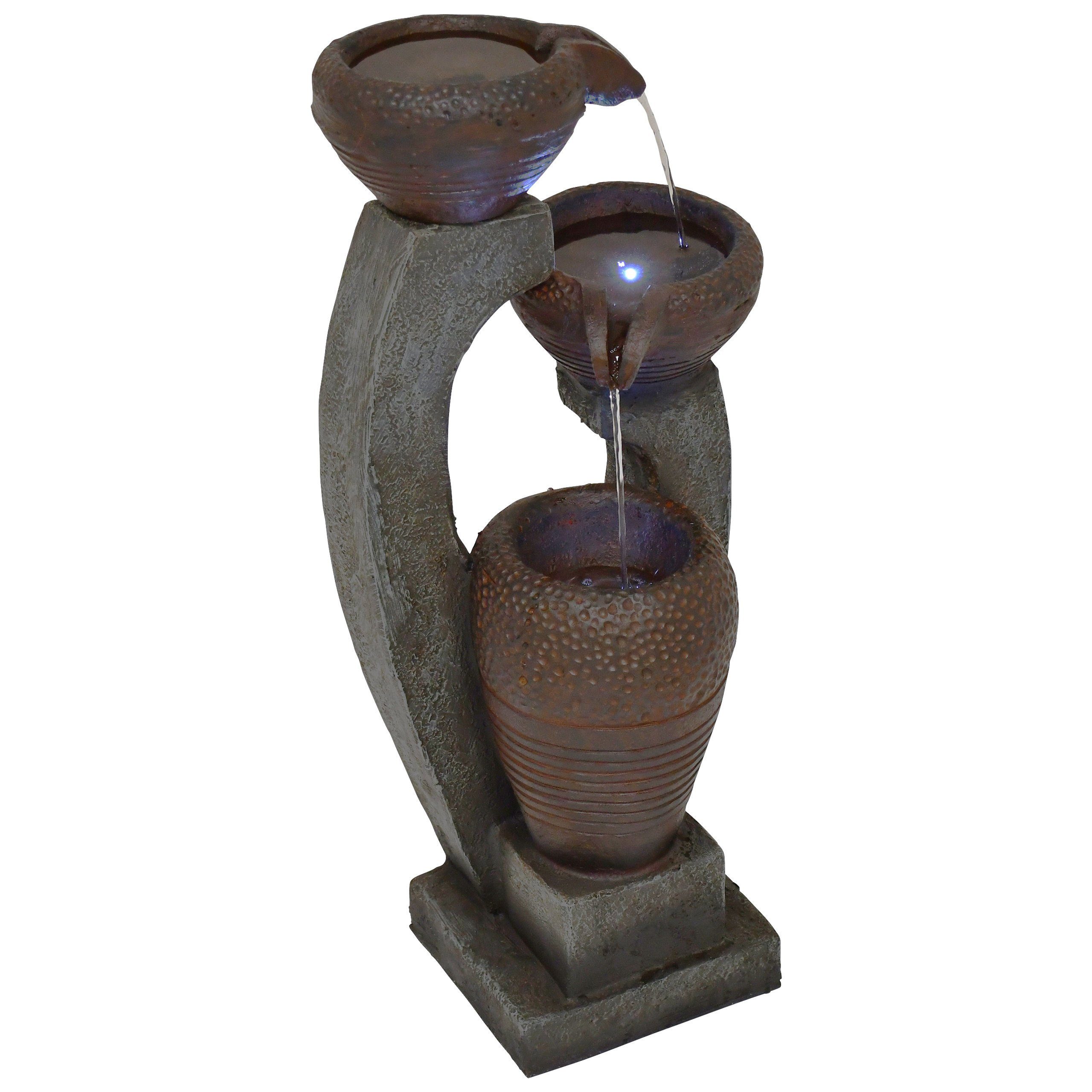 MACO-Möbel Vertriebs GmbH Gartenbrunnen SEMATAN Medium, 62,5 cm hoch, 22 cm breit, LED-Licht kaltweiß, Wasserspiel sehr leise & dezent