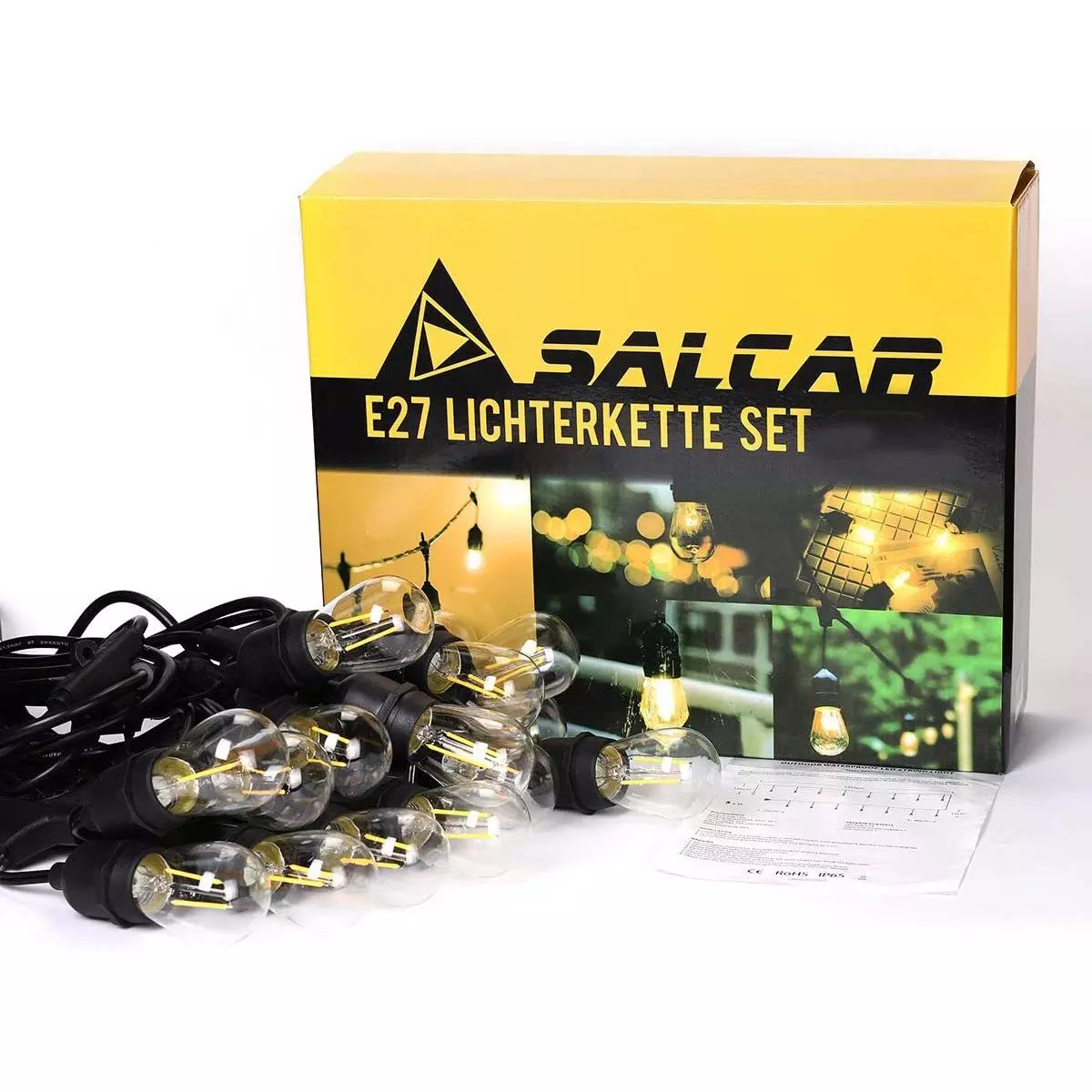 Salcar Lichterkette 10m/15m/30m LED Lichterkette Außen Beleuchtung IP65
