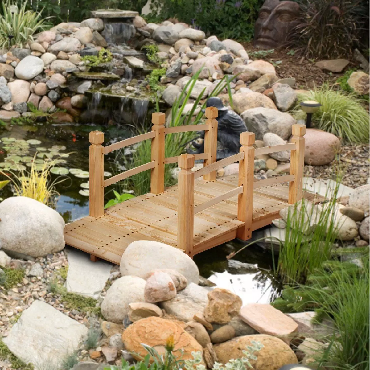 COSTWAY Zierbrücke, Holzbrücke, Gartenbrücke, Dekobrücke, 150 x 67 x 55 cm