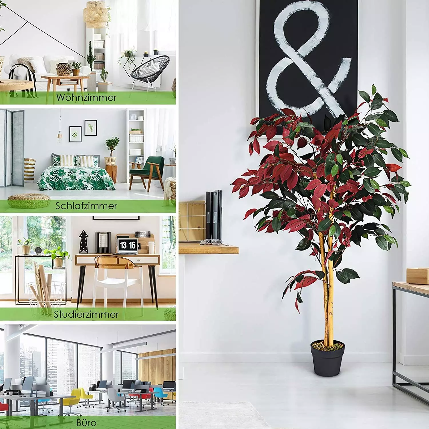 Kunstbaum Kunstpflanze, COSTWAY, 120cm, mit Topf