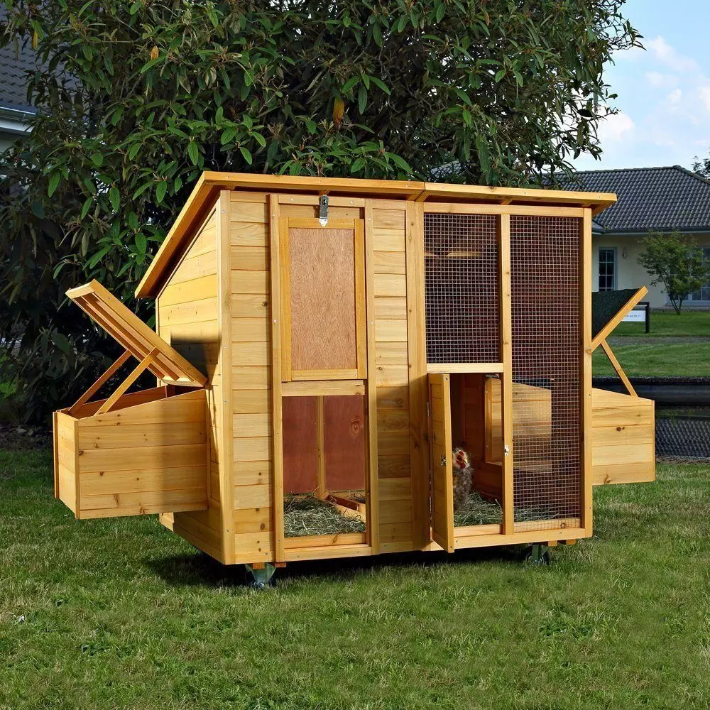 Melko Hühnerstall Hühnerhaus Kaninchenkäfig Hasenstall Braun 214 CM Überdachung Öffnungen Hühner Hühnerstall Kaninchenstall, Wetterfest