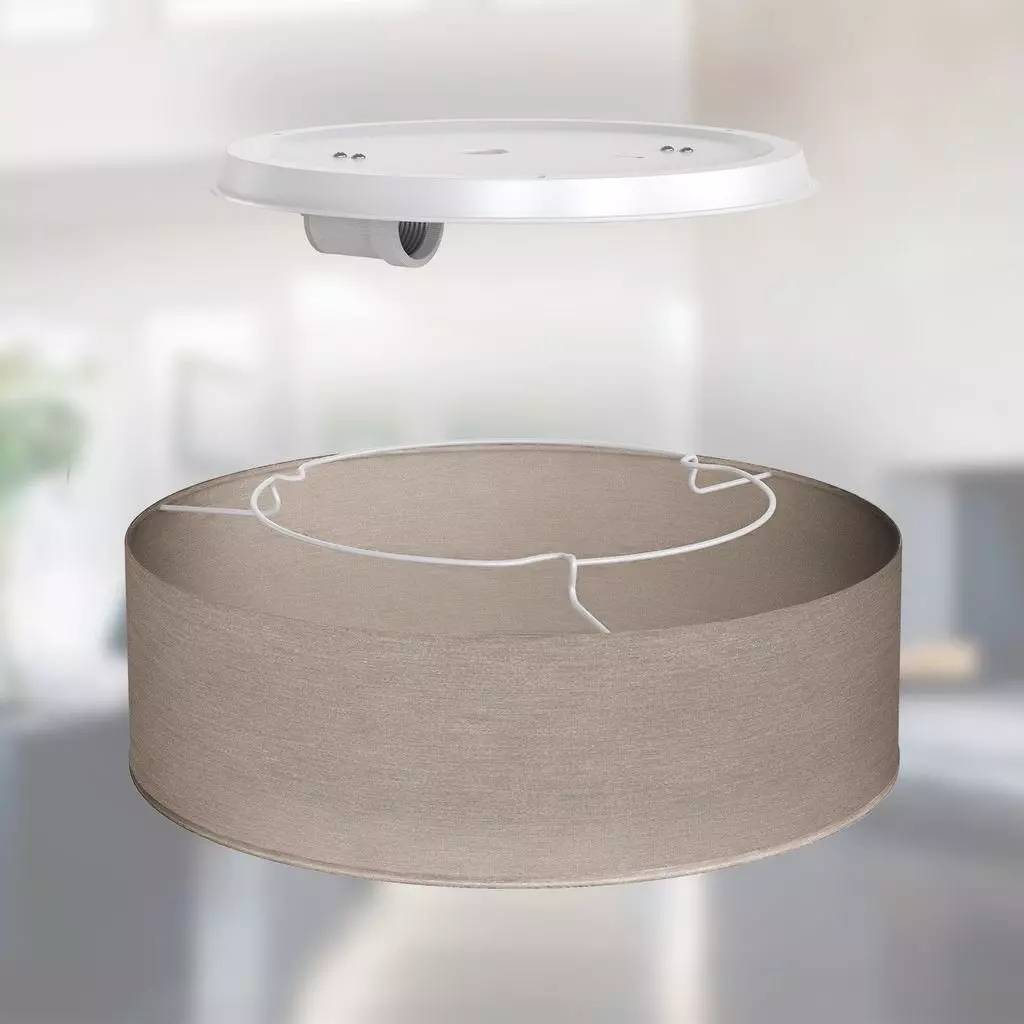B.K.Licht Deckenleuchte Stoff-Deckenlampe 1 Flammig Wohnzimmer Schlafzimmer - BKL1217, ohne Leuchtmittel, Stoff-Lampenschirm Fassung E27 Durchmesser 30cm Farbe Taupe
