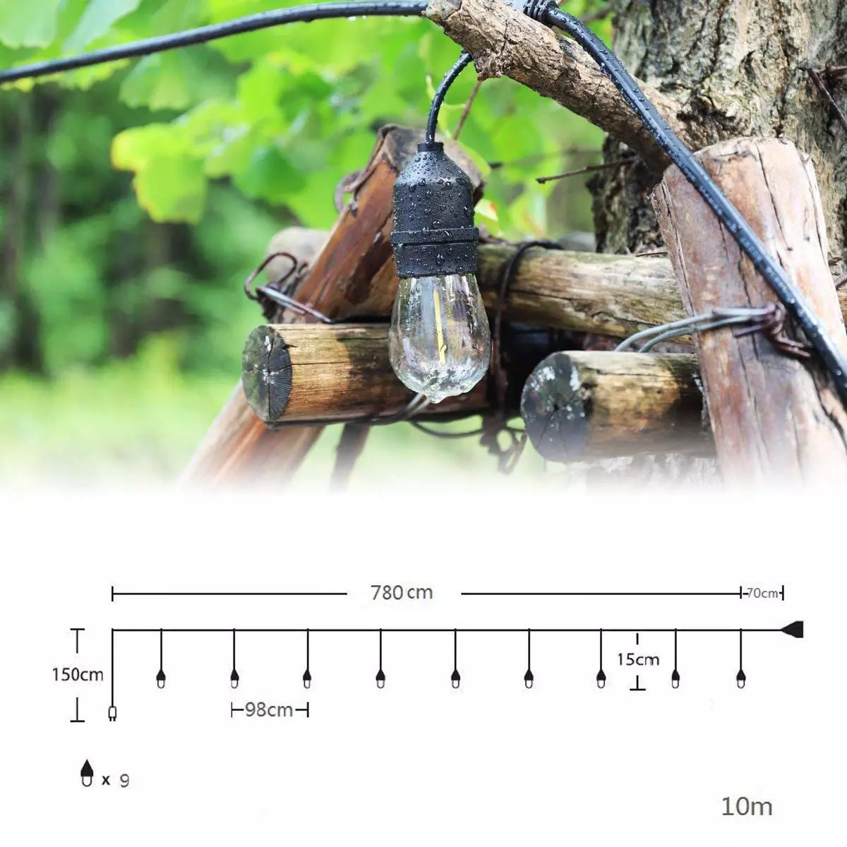 Salcar Lichterkette 10m/15m/30m LED Lichterkette Außen Beleuchtung IP65