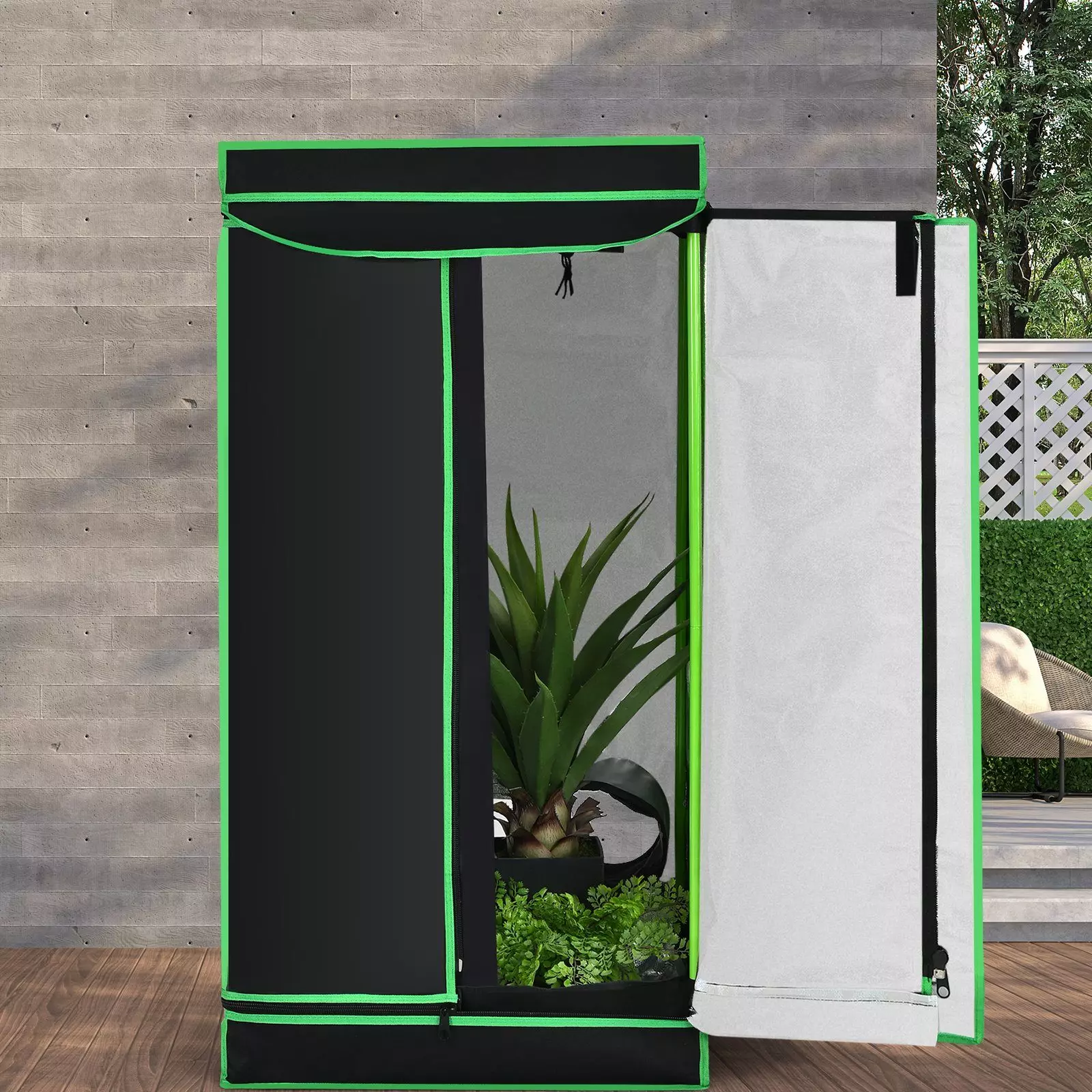 COSTWAY Gewächshaus, BxTxH: 60 x 60 x 120,00 cm, Growbox, Darkroom