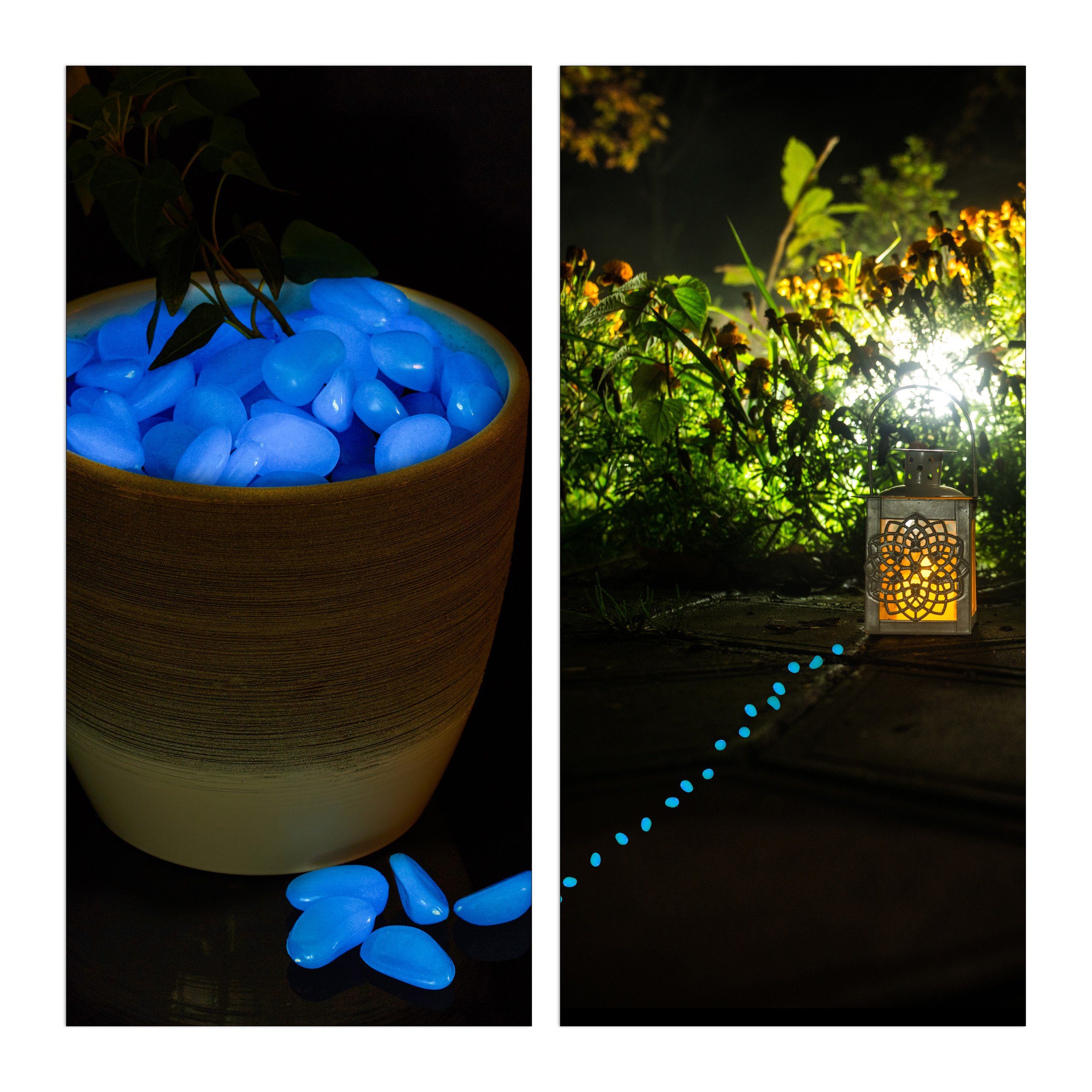 relaxdays Dekosteine Leuchtsteine 200er Pack Blau