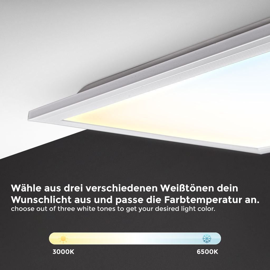 B.K.Licht Deckenleuchte LED Panel 100x25cm dimmbar 24 Watt 2200 Lumen ultra-flach Weiß BKL1326, Dimmfunktion, LED fest integriert, Farbwechsler, Kaltweiß, Neutralweiß, Warmweiß, Deckenlampe CCT 3000K-6500K inkl Fernbedienung Timer Nachtlicht Memory