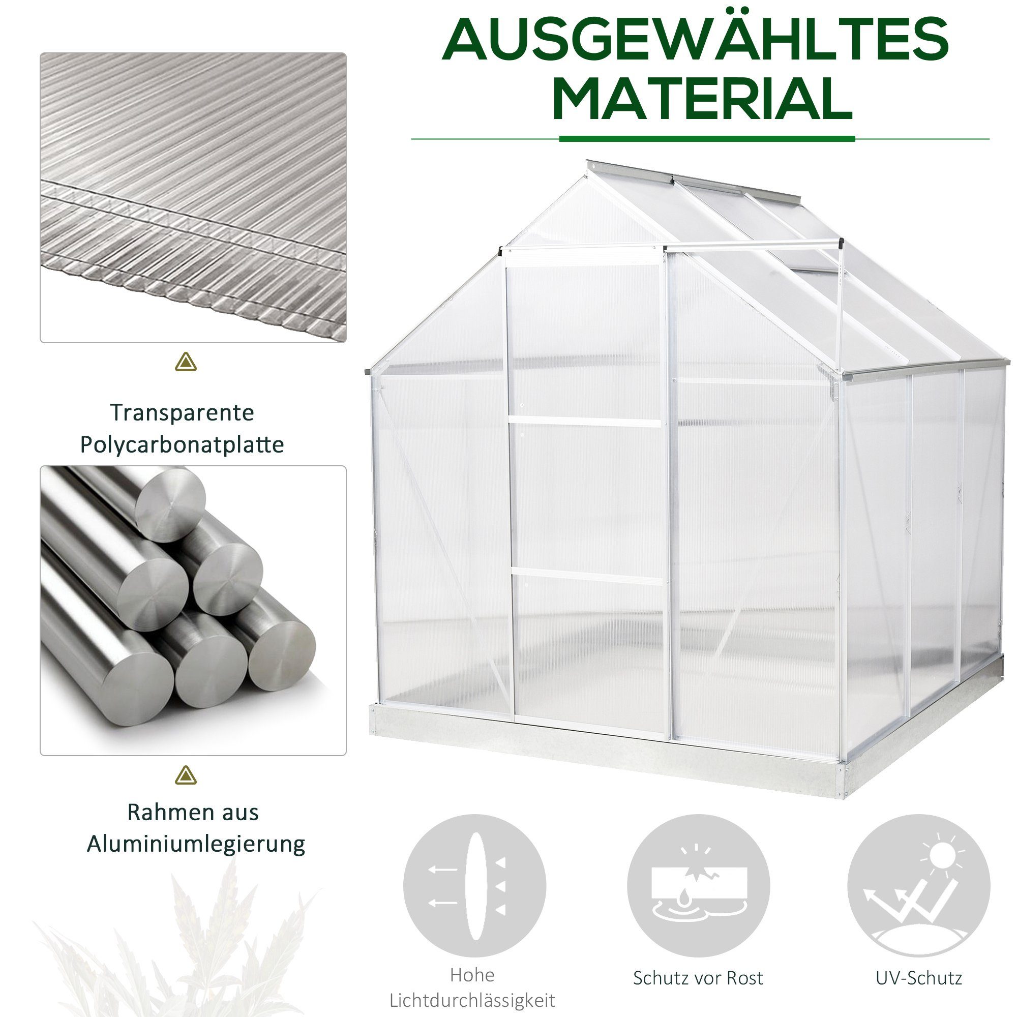 Outsunny Gewächshaus Gewächshaus mit Alu-Gestell