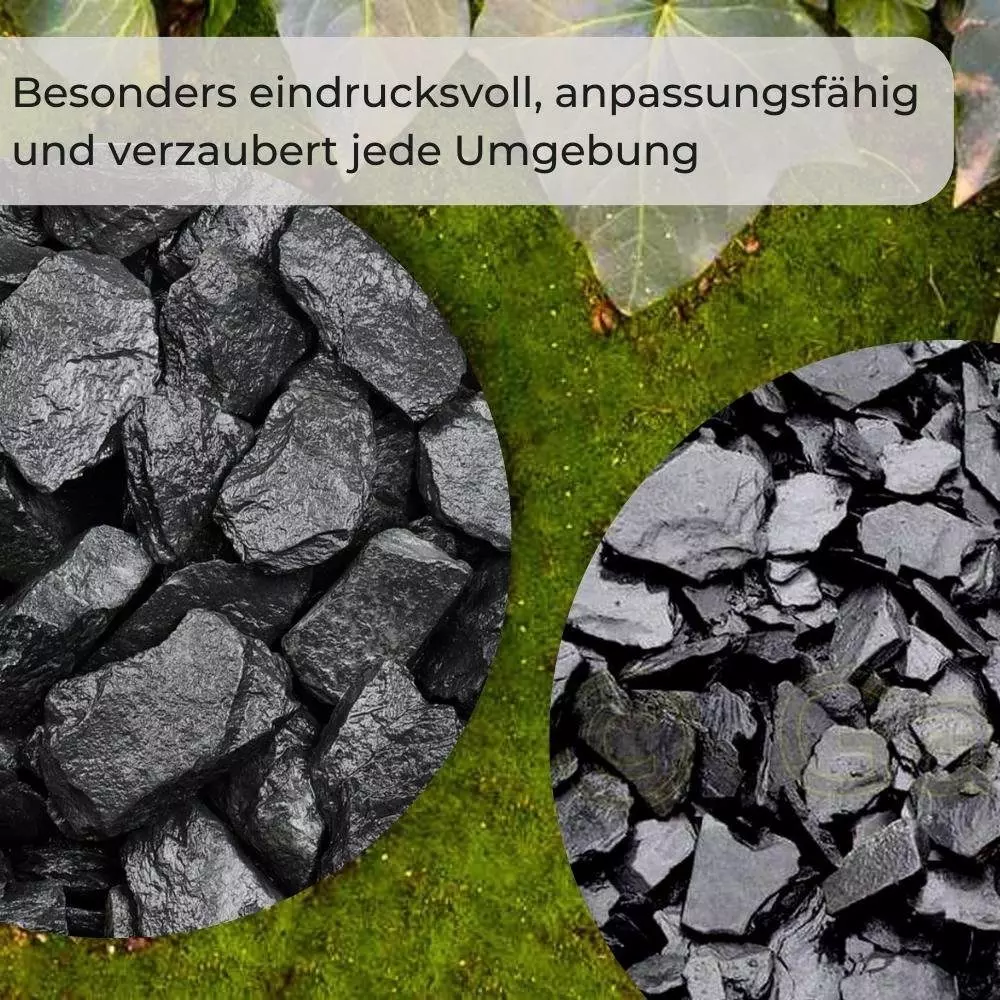 GarPet Dekokies Schiefer Splitt 25 Kg Platten Bruch Zier Stein Kies Schwarz Garten