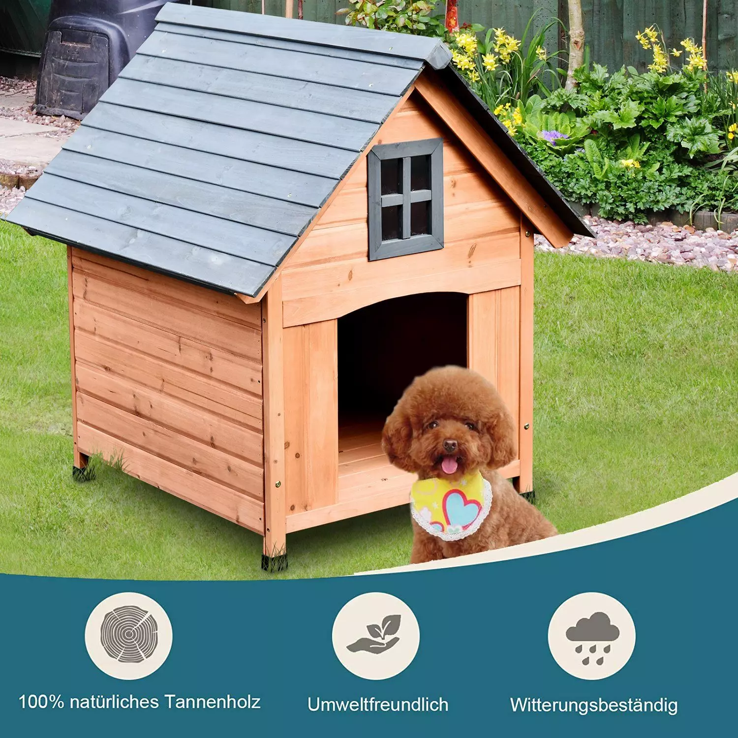 PawHut Hundehütte Hundehütte im Kabinenstil