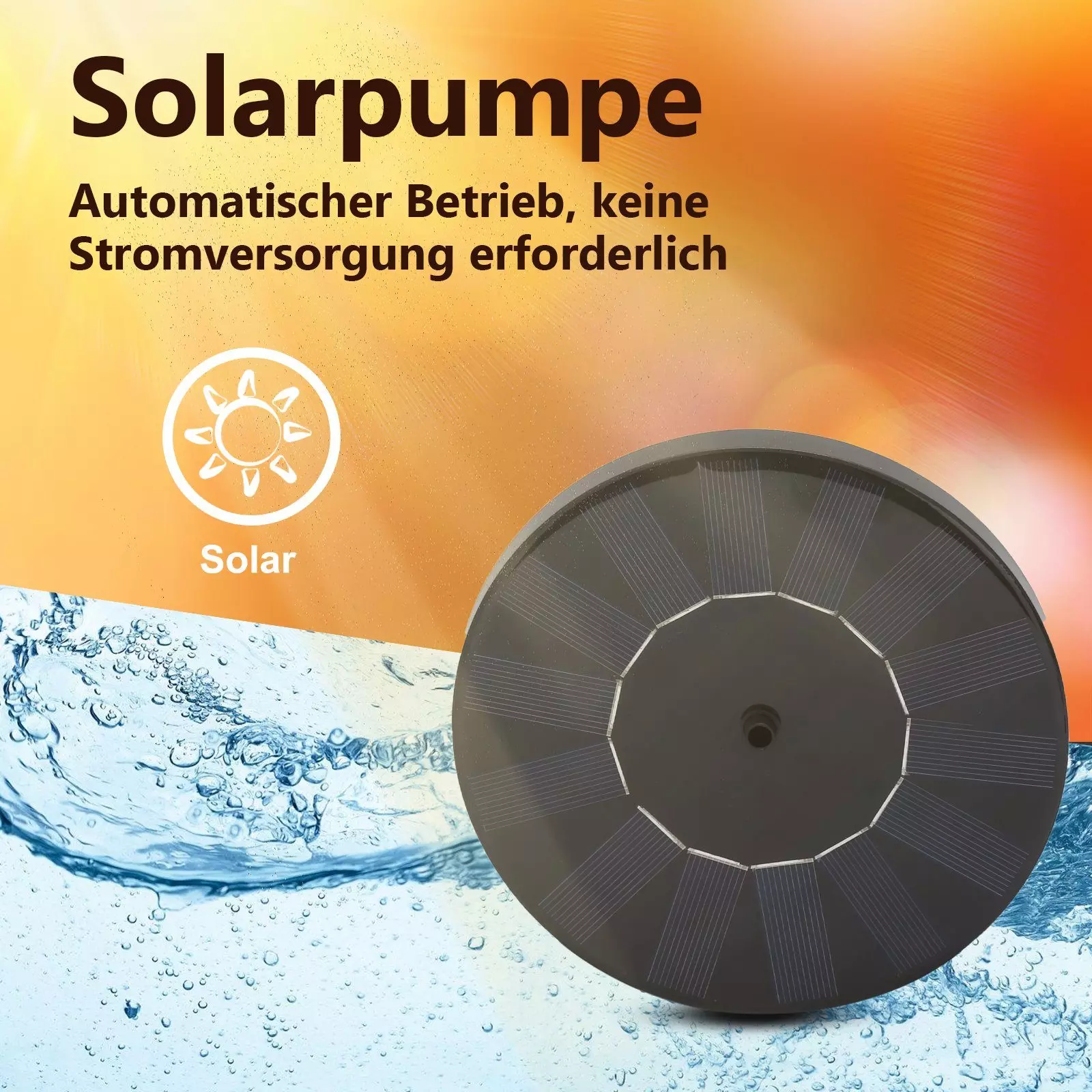Clanmacy Gartenbrunnen SolarPumpe Solarbrunnen,Schwimmende Solarbrunnenpumpe mit 6 Brunnenstilen für den Garten, Solarwasserpumpe, Pumpe für Gartenteiche oder Vogeltränke 1.5W