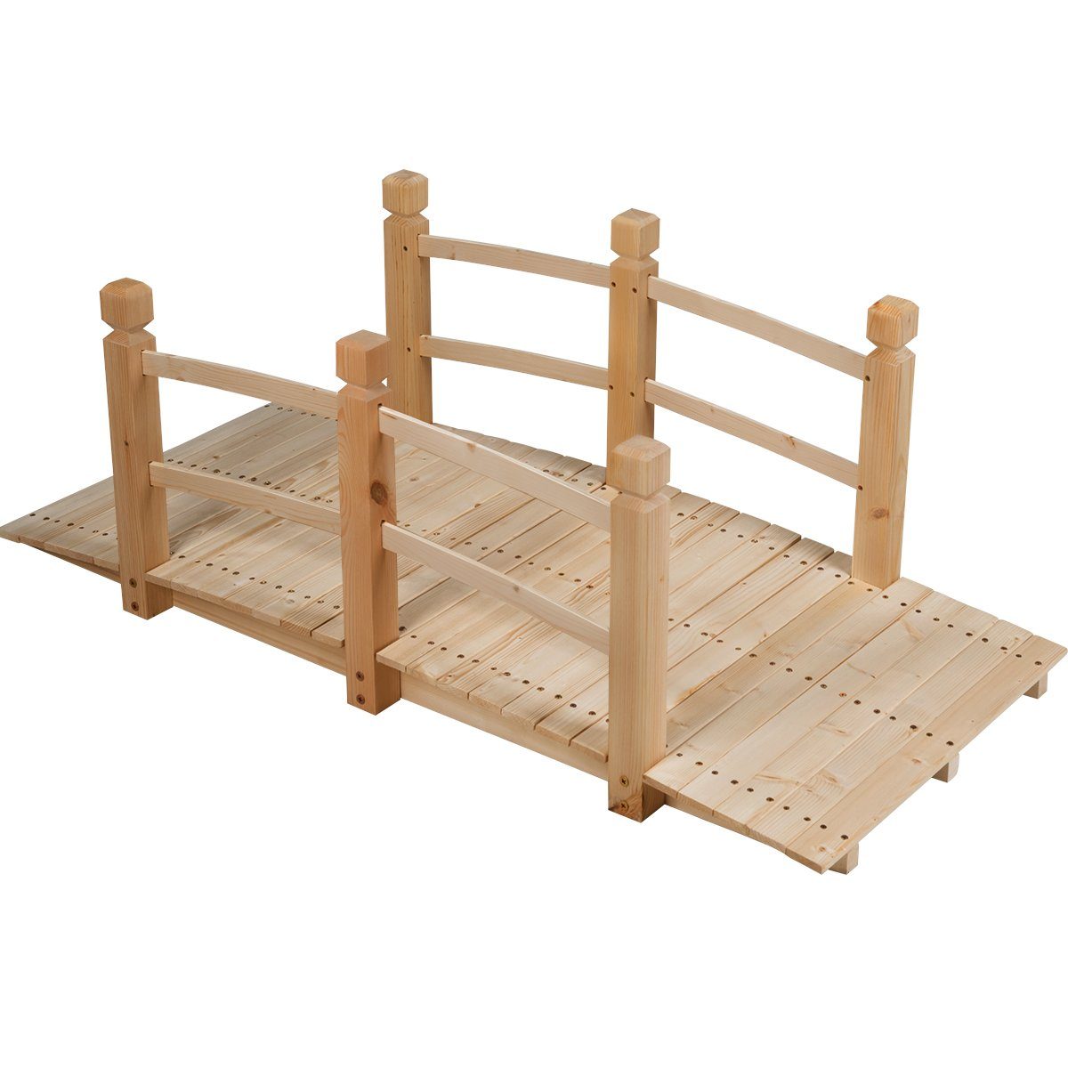 COSTWAY Zierbrücke, Holzbrücke, Gartenbrücke, Dekobrücke, 150 x 67 x 55 cm