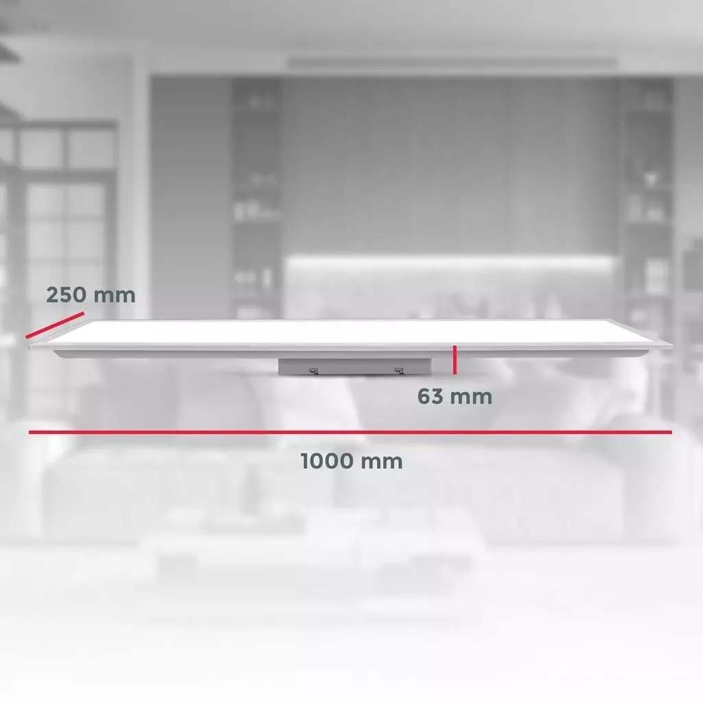 B.K.Licht Deckenleuchte LED Panel 100x25cm dimmbar 24 Watt 2200 Lumen ultra-flach Weiß BKL1326, Dimmfunktion, LED fest integriert, Farbwechsler, Kaltweiß, Neutralweiß, Warmweiß, Deckenlampe CCT 3000K-6500K inkl Fernbedienung Timer Nachtlicht Memory