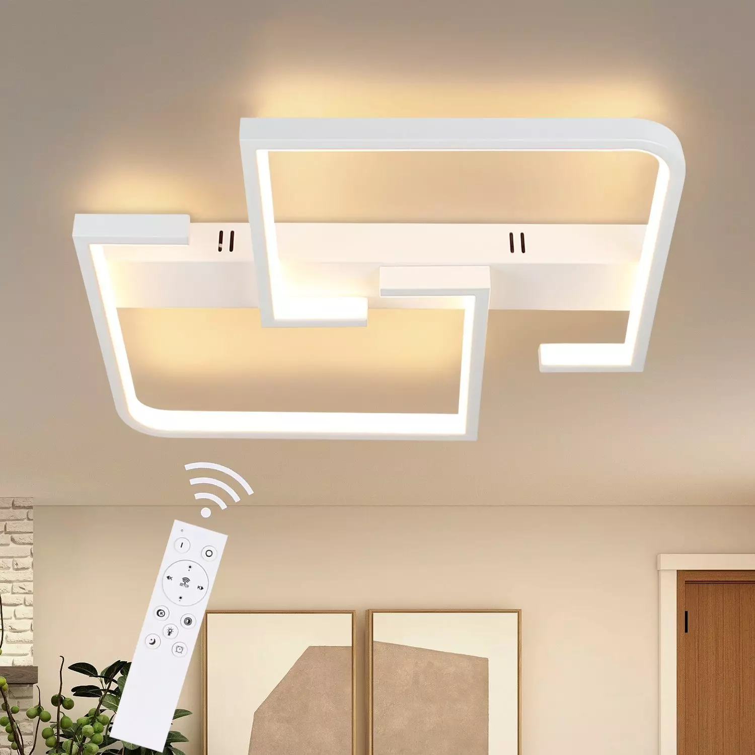 ZMH LED Deckenleuchte Deckenlampe dimmbar mit Fernbedienung für Schlafzimmer Flur, Hochwertige Lampenperlen, LED fest integriert, 3000-6500k, Weiß
