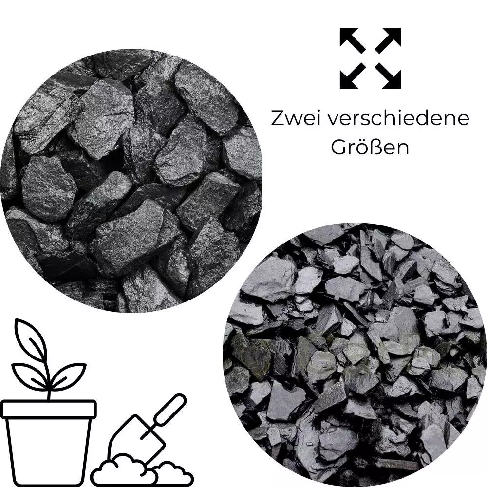 GarPet Dekokies Schiefer Splitt 25 Kg Platten Bruch Zier Stein Kies Schwarz Garten