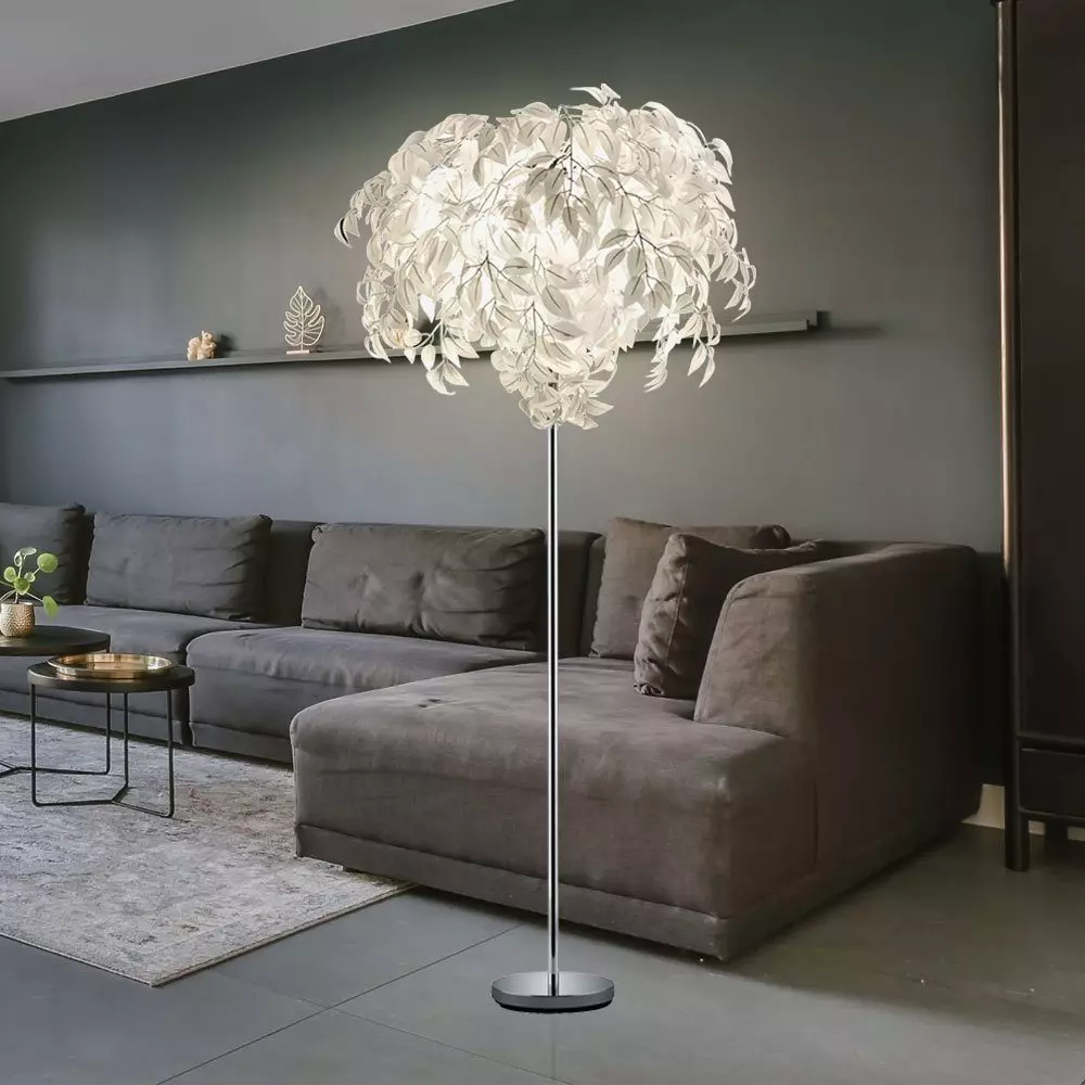 etc-shop LED Stehlampe, Leuchtmittel inklusive, Warmweiß, Farbwechsel, Stand Lampe Blätter Steh Leuchte Fernbedienung Beleuchtung mit Set