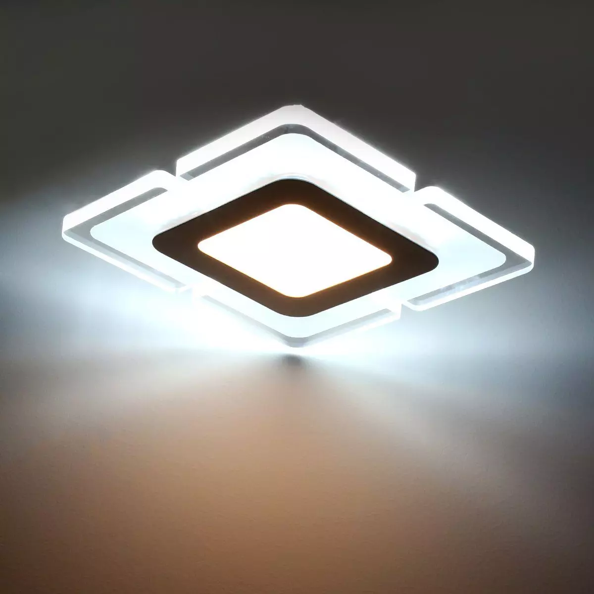 iscooter Deckenleuchte LED Deckenleuchte, Wohnzimmer Schlafzimmer moderne Acryl Deckenlampe, LED fest integriert, Tageslichtweiß, Ultraslim Deckenleuchte, 20x20 cm, 2500K-5500K, ultraflach Wohnzimmer Panel Deckenleuchte, Silber Flurlampe