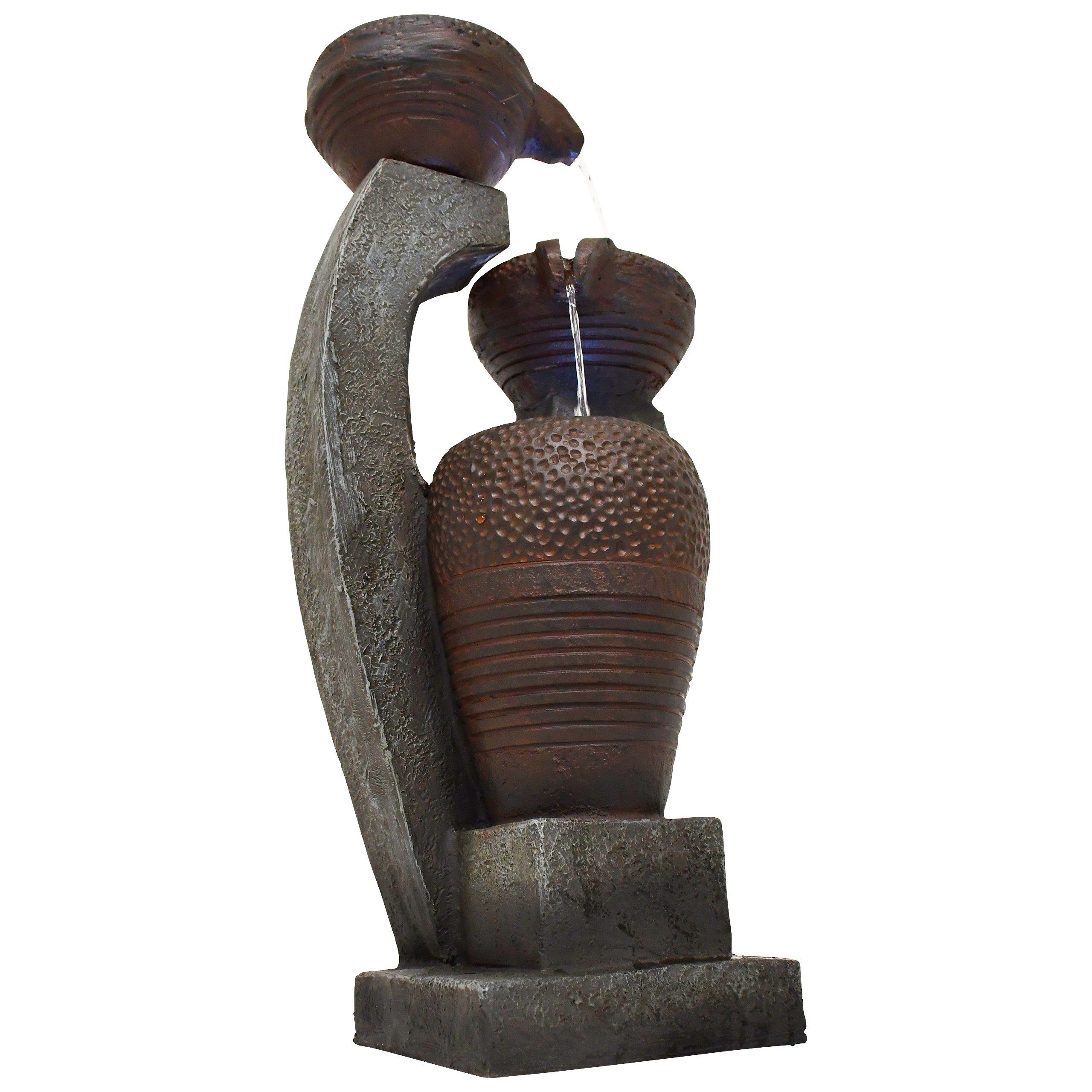 MACO-Möbel Vertriebs GmbH Gartenbrunnen SEMATAN Medium, 62,5 cm hoch, 22 cm breit, LED-Licht kaltweiß, Wasserspiel sehr leise & dezent