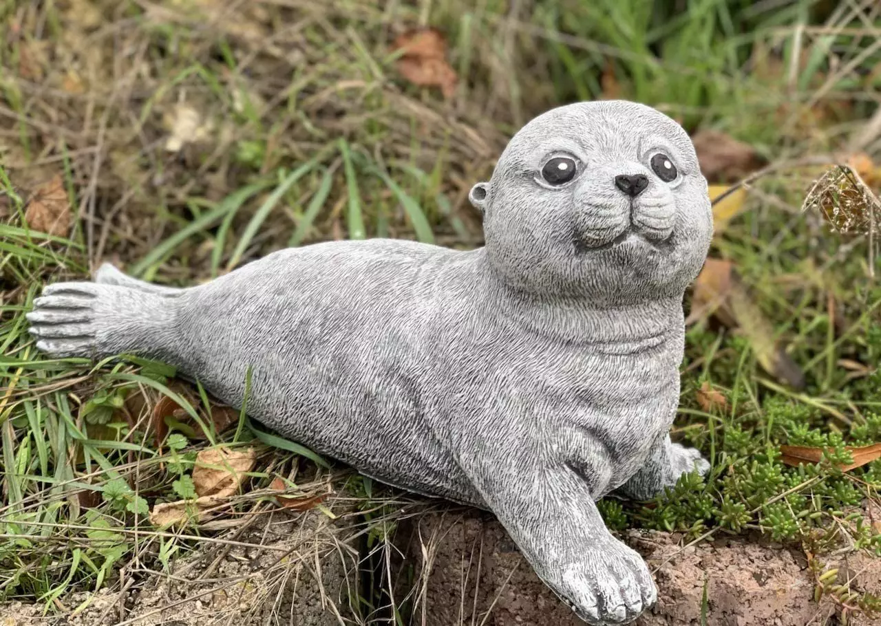 Stone and Style Gartenfigur Steinfigur Robbe gross