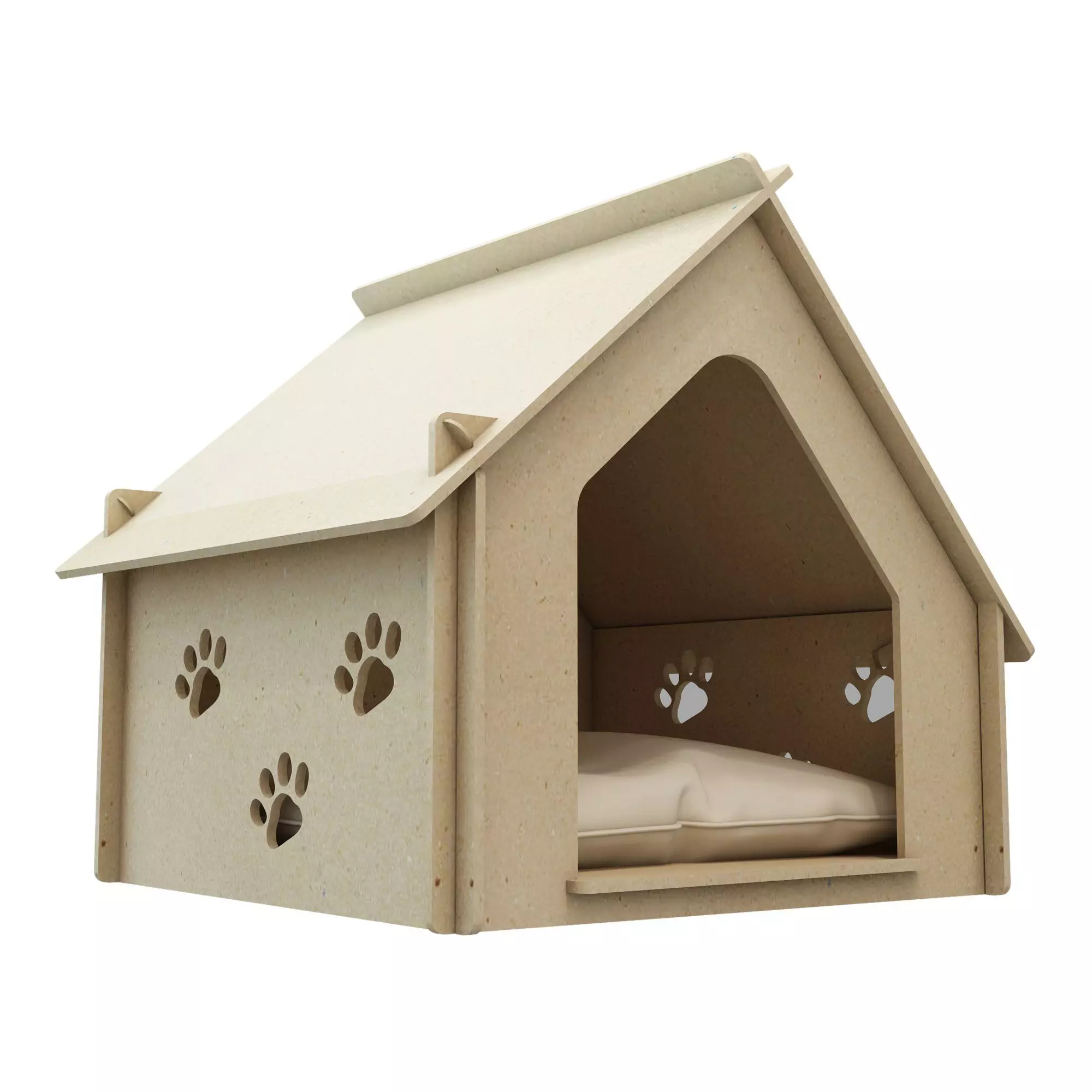 en.casa Hundehütte, Otterup Hundehaus 54x53x52cm aus Sperrholz Natur