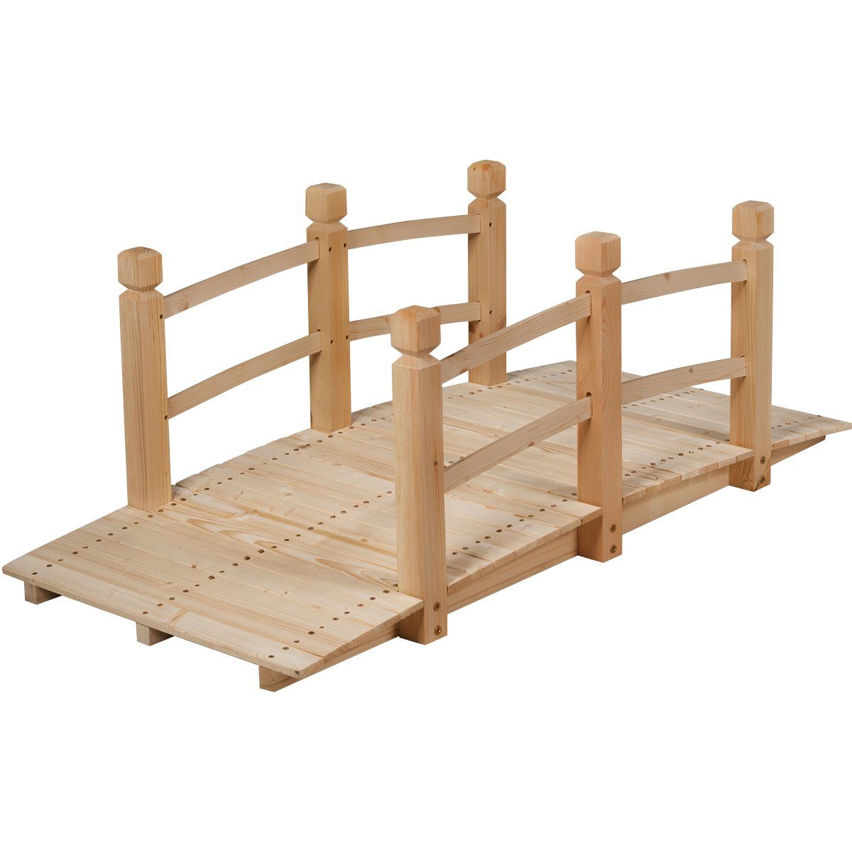 COSTWAY Zierbrücke, Holzbrücke, Gartenbrücke, Dekobrücke, 150 x 67 x 55 cm