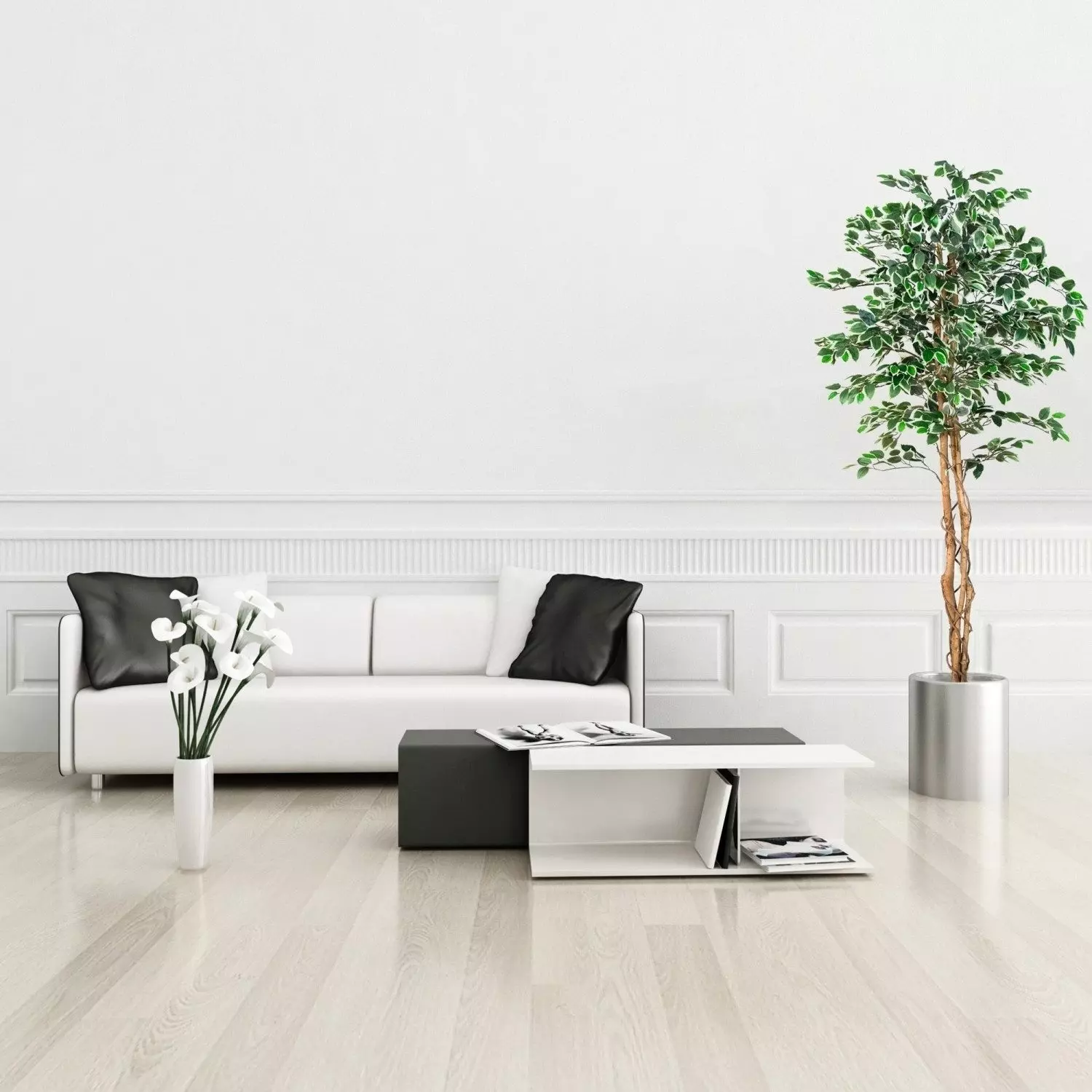Kunstbaum Künstlicher Ficus Benjamini Ficusbaum Kunstpflanze Ficusbaum, PLANTASIA, Höhe 160,00 cm, 160 cm, 714 Blätter, Echtholzstamm, Größenwahl