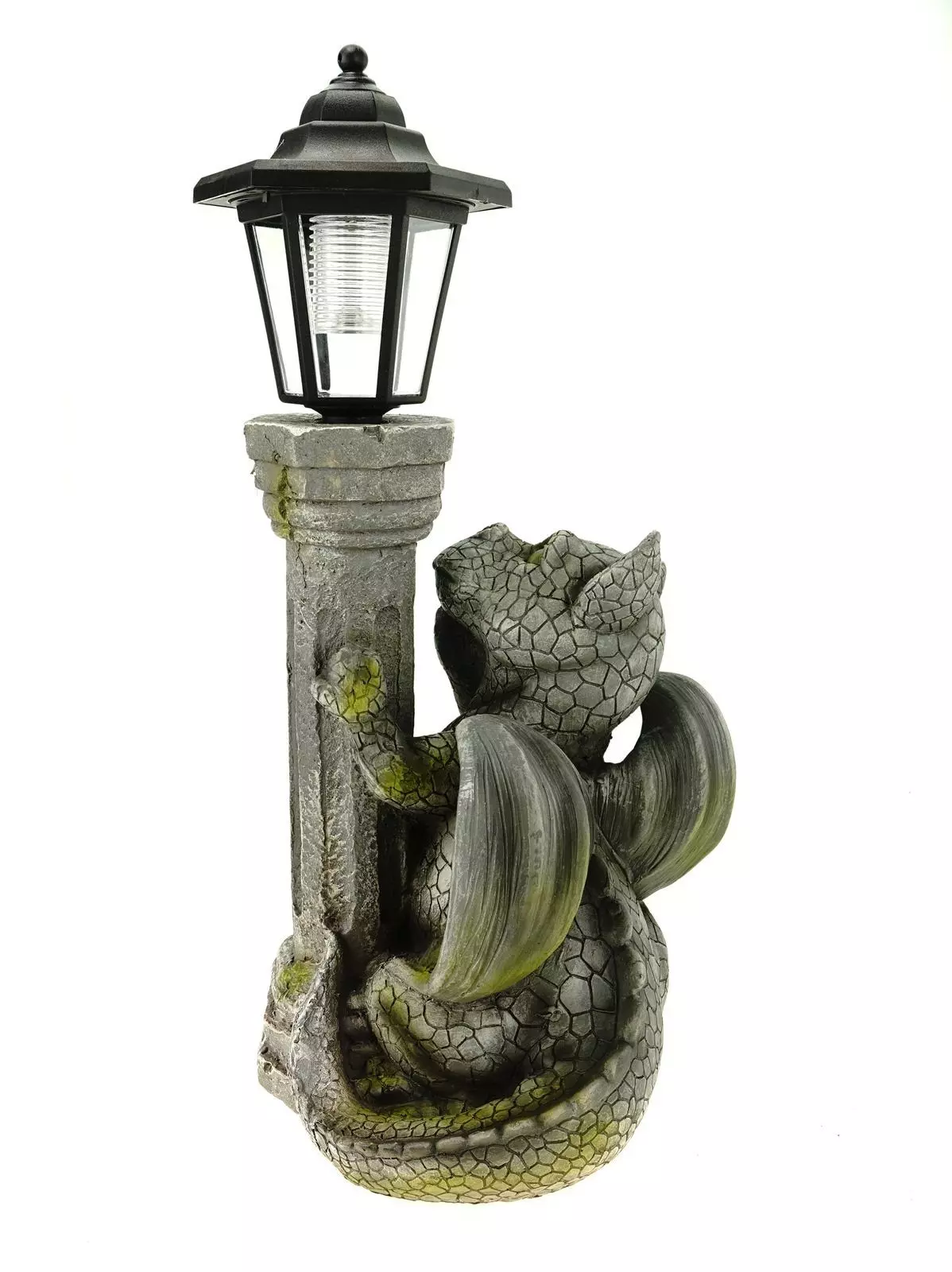 Kremers Schatzkiste Gartenfigur Drache mit Solar Laterne für den Garten Drachenkind