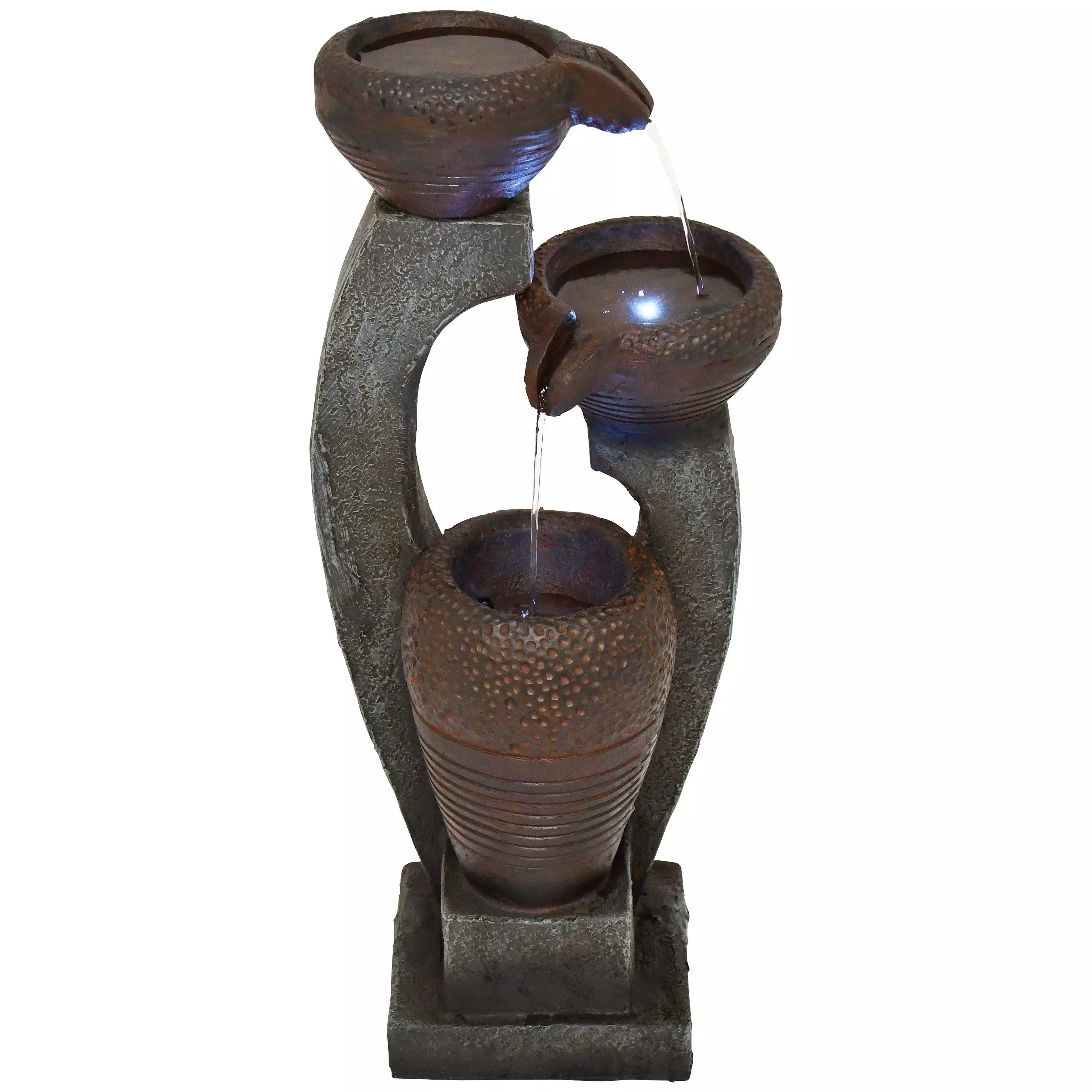 MACO-Möbel Vertriebs GmbH Gartenbrunnen SEMATAN Medium, 62,5 cm hoch, 22 cm breit, LED-Licht kaltweiß, Wasserspiel sehr leise & dezent