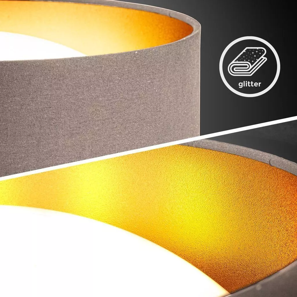 B.K.Licht Deckenleuchte LED Stoff-Deckenlampe 32cm Sternenhimmeleffekt Taupe-Gold - BKL1307, LED fest integriert, Neutralweiß, 4000K Lampe 12W 1200lm Stoffdeckenleuchte Wohnzimmer Schlafzimmer