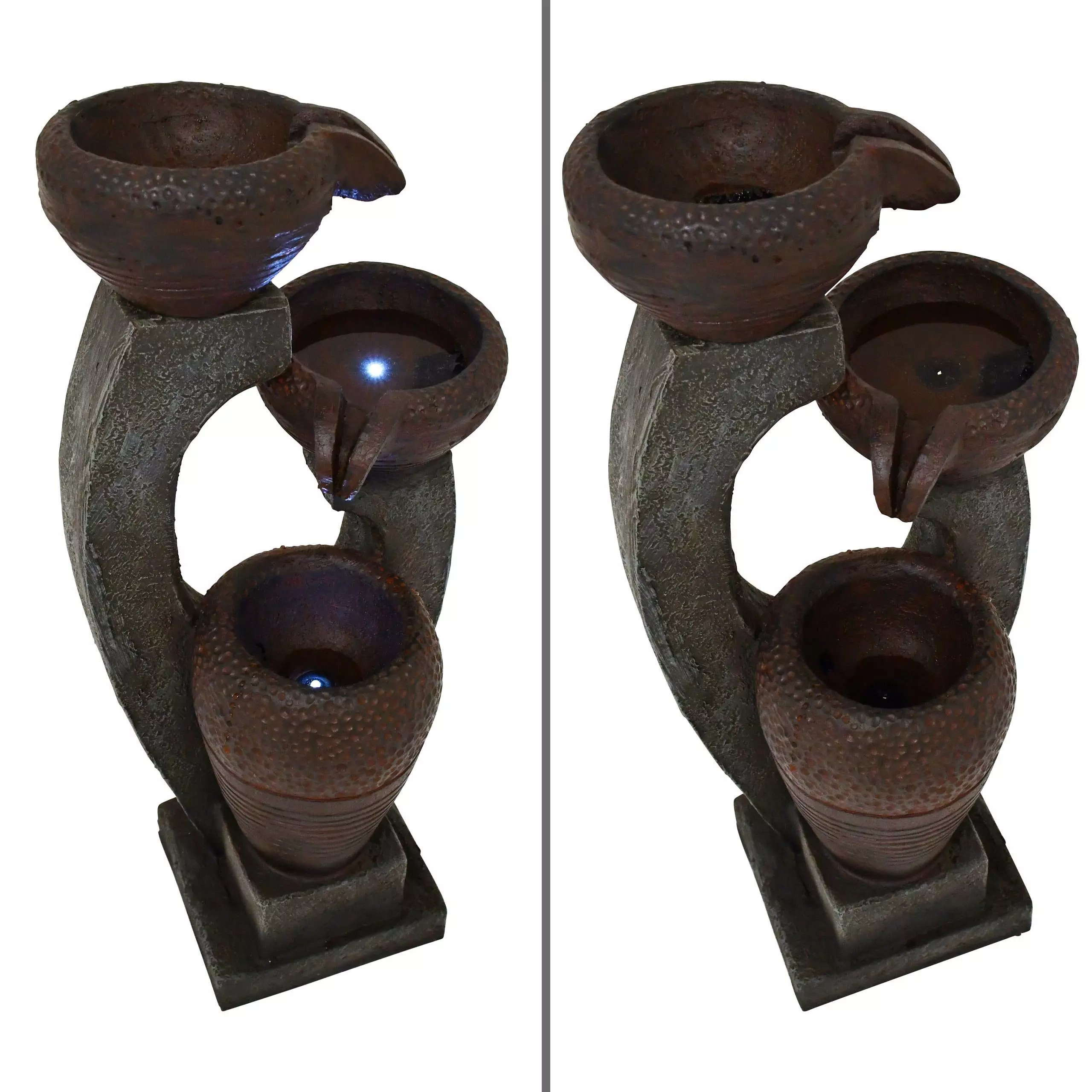 MACO-Möbel Vertriebs GmbH Gartenbrunnen SEMATAN Medium, 62,5 cm hoch, 22 cm breit, LED-Licht kaltweiß, Wasserspiel sehr leise & dezent