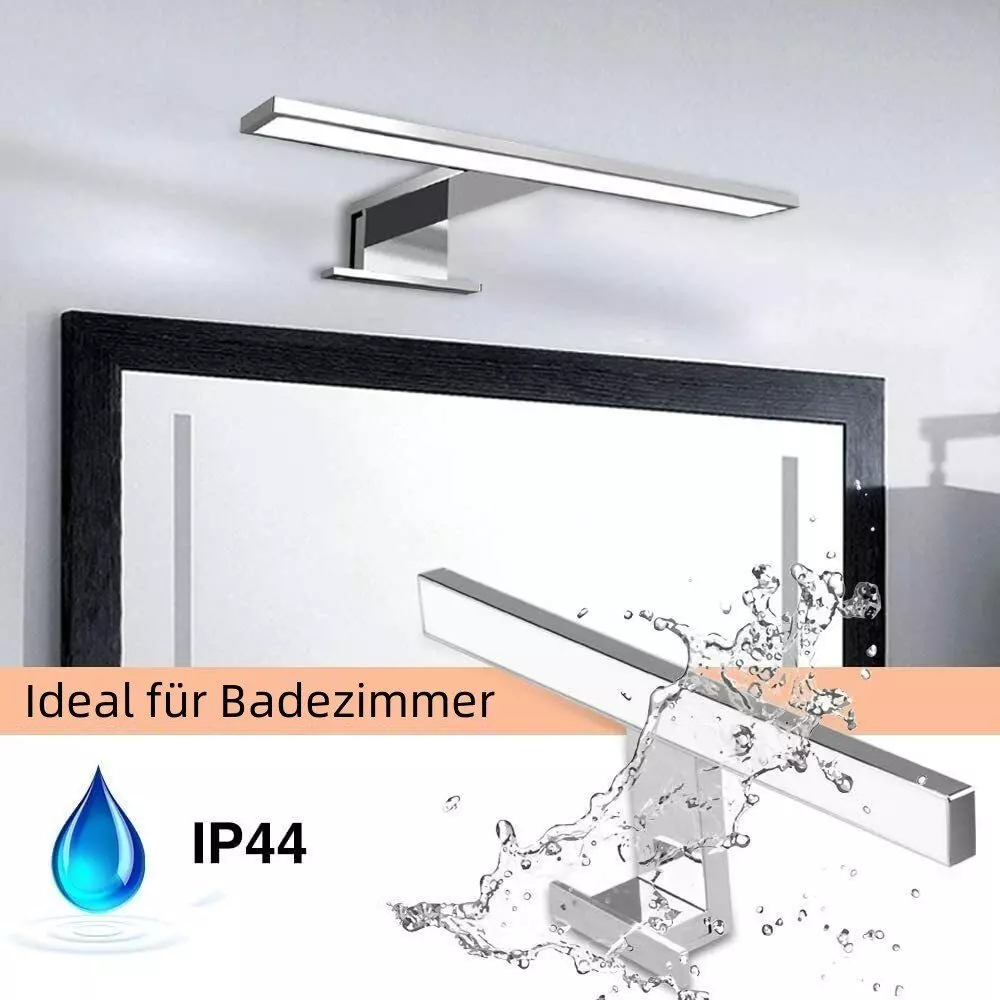 LETGOSPT Wandleuchte LED Spiegelleuchte, 30cm 60cm LED Spiegellampe, LED fest integriert, Kaltweiß, Aufbauleuchte + Klemmleuchte, Aluminium, Schminklicht, Schrank-Beleuchtung 230V 650 IP44
