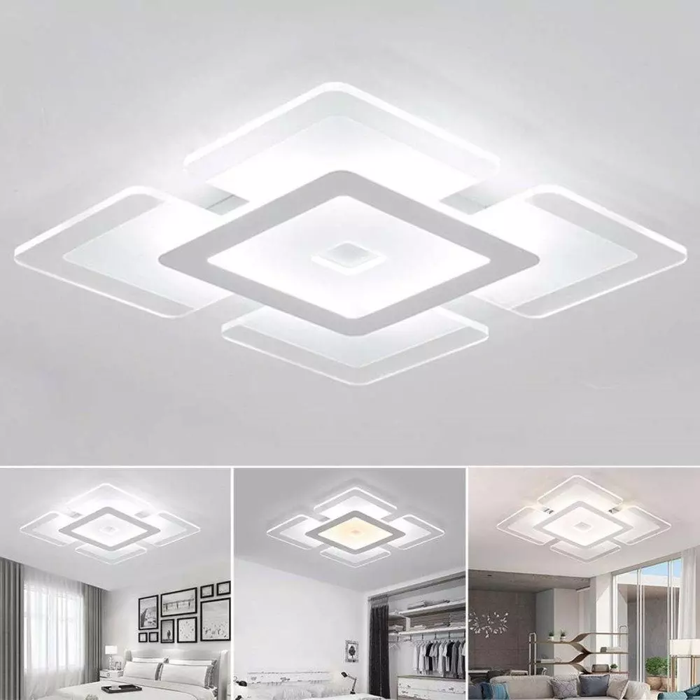 iscooter Deckenleuchte LED Deckenleuchte, Wohnzimmer Schlafzimmer moderne Acryl Deckenlampe, LED fest integriert, Tageslichtweiß, Ultraslim Deckenleuchte, 20x20 cm, 2500K-5500K, ultraflach Wohnzimmer Panel Deckenleuchte, Silber Flurlampe