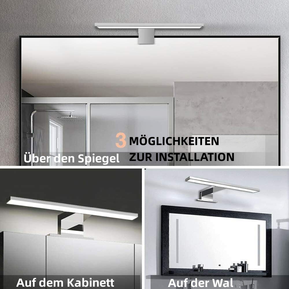LETGOSPT Wandleuchte LED Spiegelleuchte, 30cm 60cm LED Spiegellampe, LED fest integriert, Kaltweiß, Aufbauleuchte + Klemmleuchte, Aluminium, Schminklicht, Schrank-Beleuchtung 230V 650 IP44
