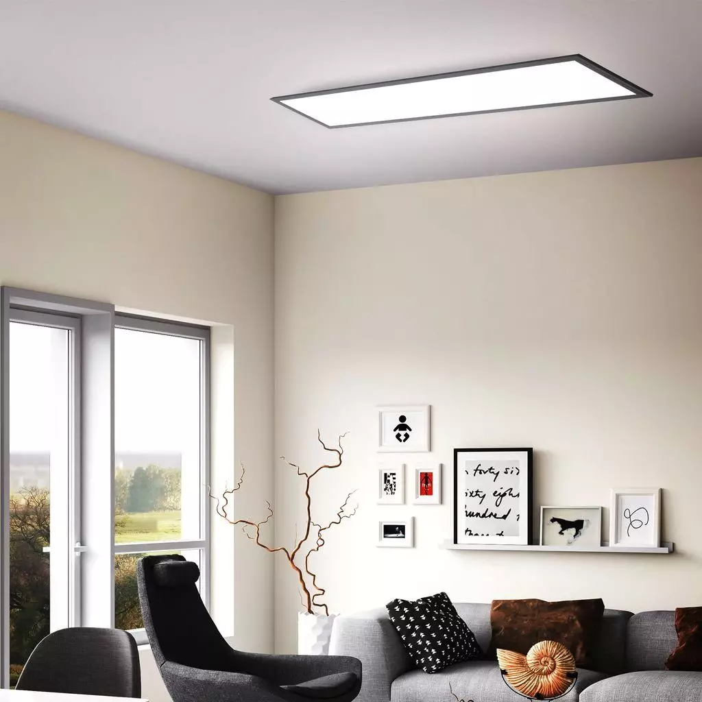 B.K.Licht Deckenleuchte LED Panel Schwarz Decke 100x25cm Wohnzimmer BKL1497, LED fest integriert, Neutralweiß, Deckenlampe 22W 2200lm 4000K neutralweiß Büro Flur