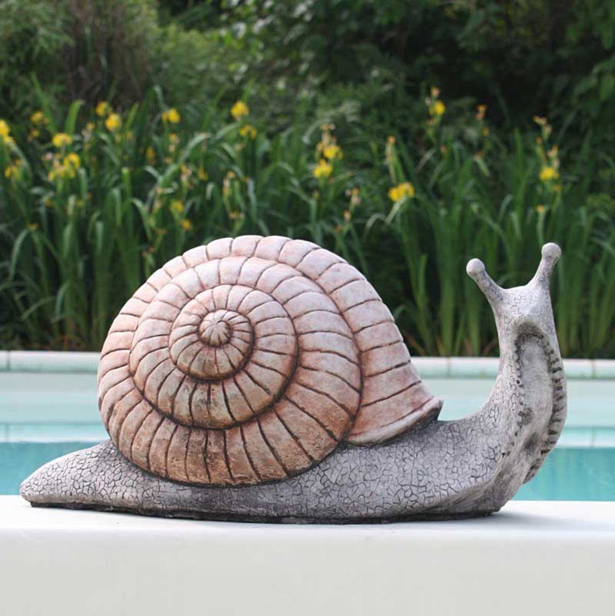 440s Gartenfigur 440s 2-farbige Schnecke Antiksteinguss H ca. 21 cm grau-terracotta, (Stück)