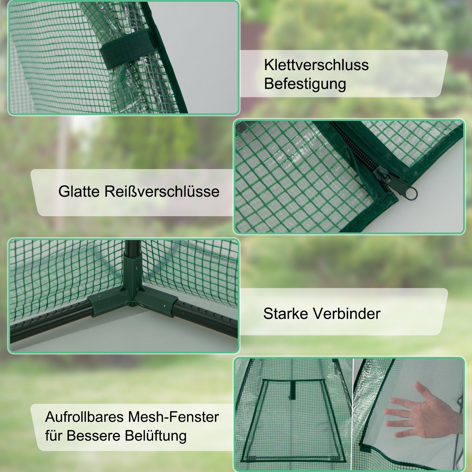 COSTWAY Foliengewächshaus Gewächshaus, mit Allwetter-PE-Abdeckung & Rolltür
