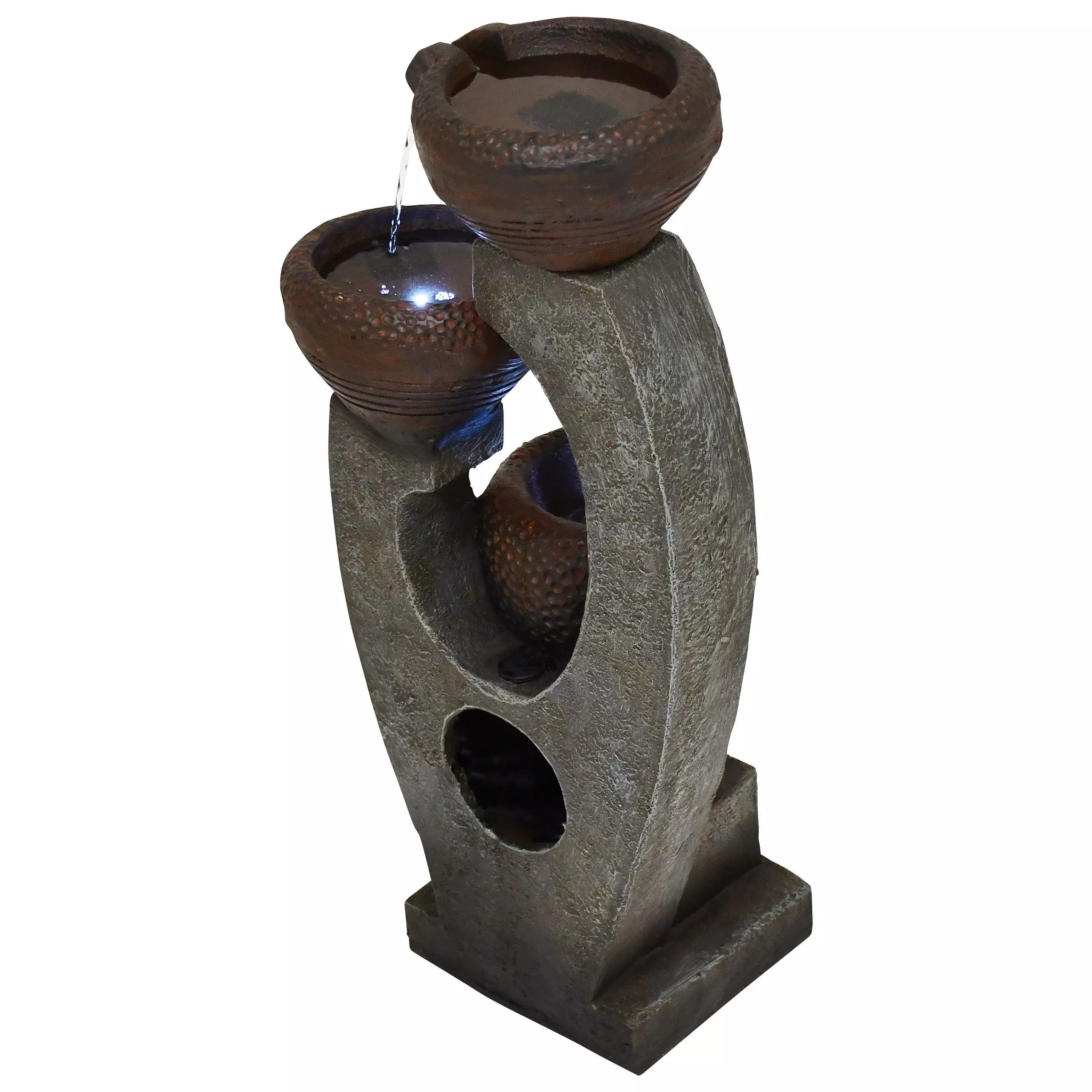 MACO-Möbel Vertriebs GmbH Gartenbrunnen SEMATAN Medium, 62,5 cm hoch, 22 cm breit, LED-Licht kaltweiß, Wasserspiel sehr leise & dezent