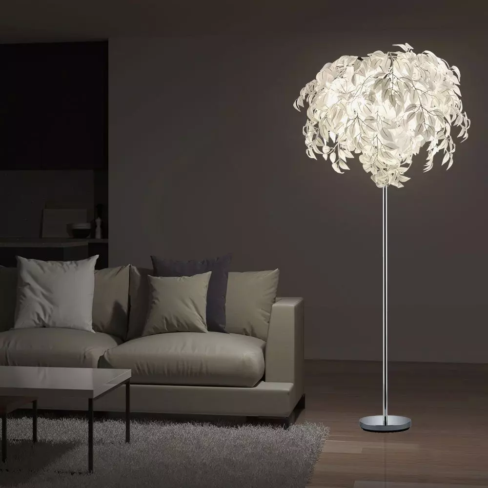 etc-shop LED Stehlampe, Leuchtmittel inklusive, Warmweiß, Farbwechsel, Stand Lampe Blätter Steh Leuchte Fernbedienung Beleuchtung mit Set