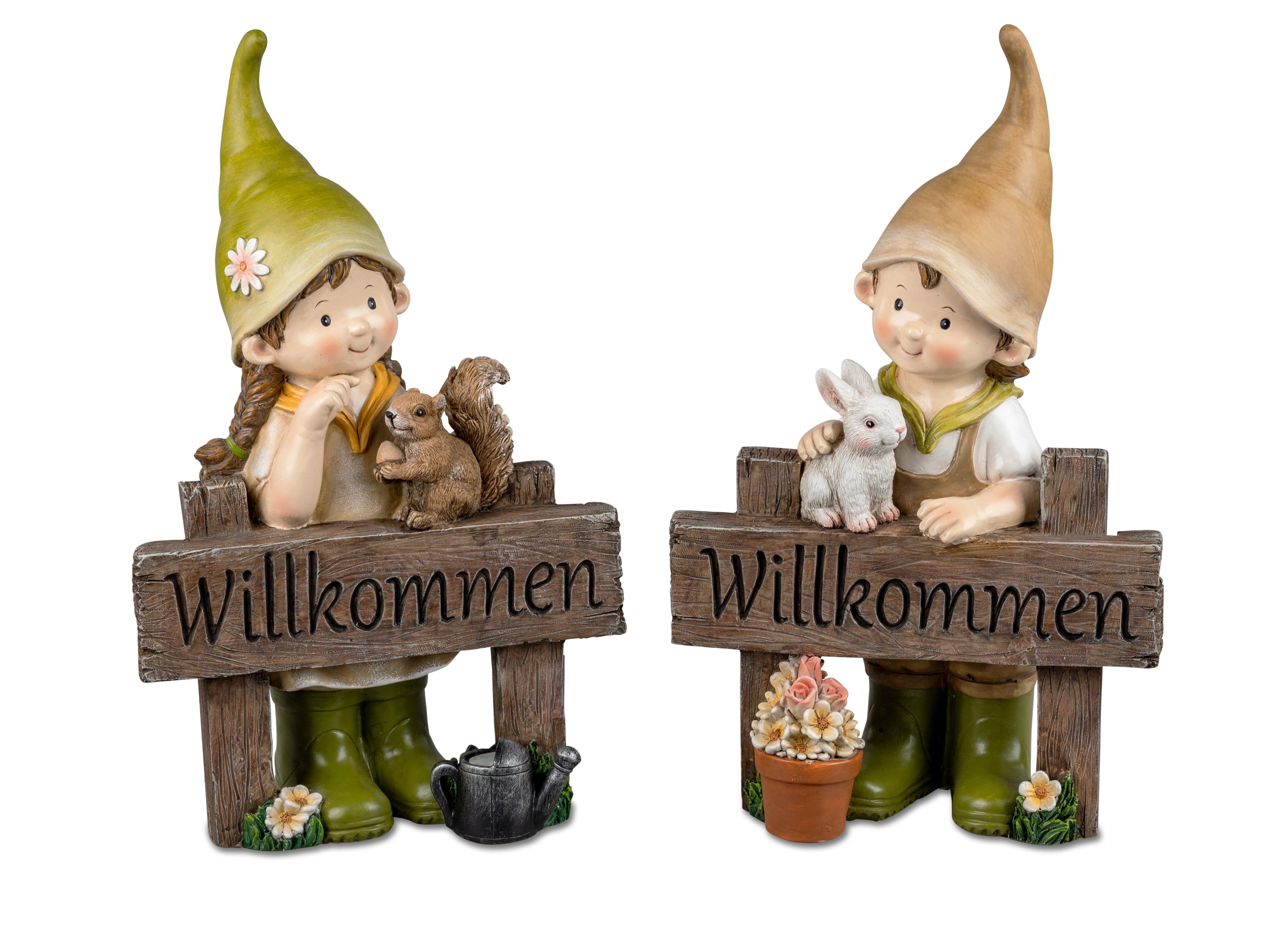 Small-Preis Gartenfigur Sommerkinder Gartenfiguren 37 cm hoch Junge oder Mädchen 692