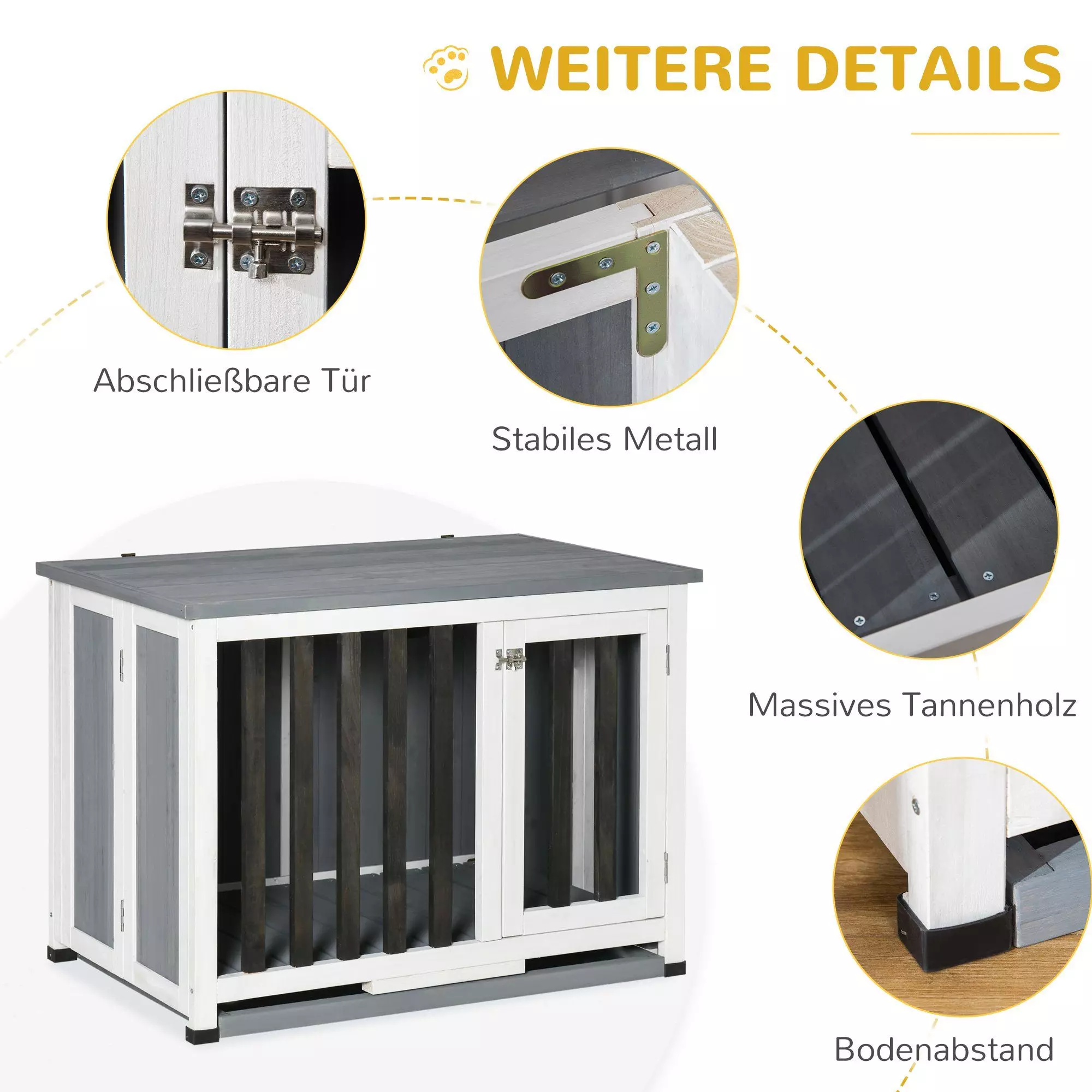PawHut Hundehütte Hundekäfig, zusammenklappbar