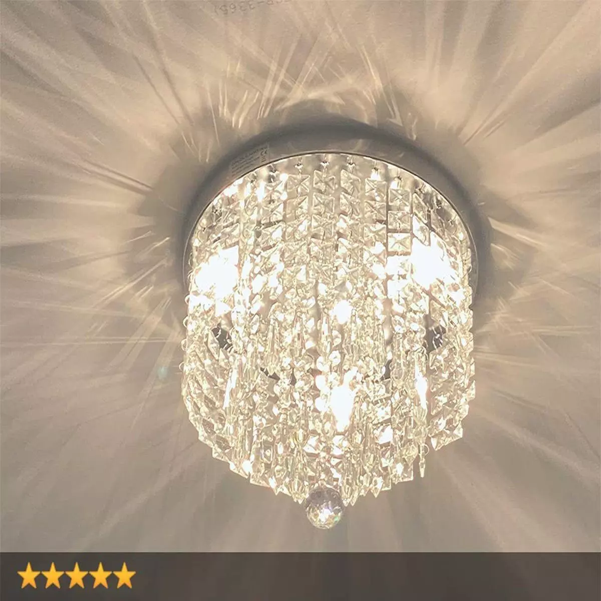 oyajia Deckenleuchte Edelstahl Kristall Kronleuchter Deckenleuchte, G9--3 Lampenfassung, LED wechselbar, Design im Chrom-Stil, 25cm x 32cm, für Schlafzimmer, Wohnzimmer, Esszimmer