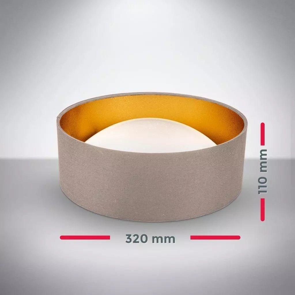 B.K.Licht Deckenleuchte LED Stoff-Deckenlampe 32cm Sternenhimmeleffekt Taupe-Gold - BKL1307, LED fest integriert, Neutralweiß, 4000K Lampe 12W 1200lm Stoffdeckenleuchte Wohnzimmer Schlafzimmer