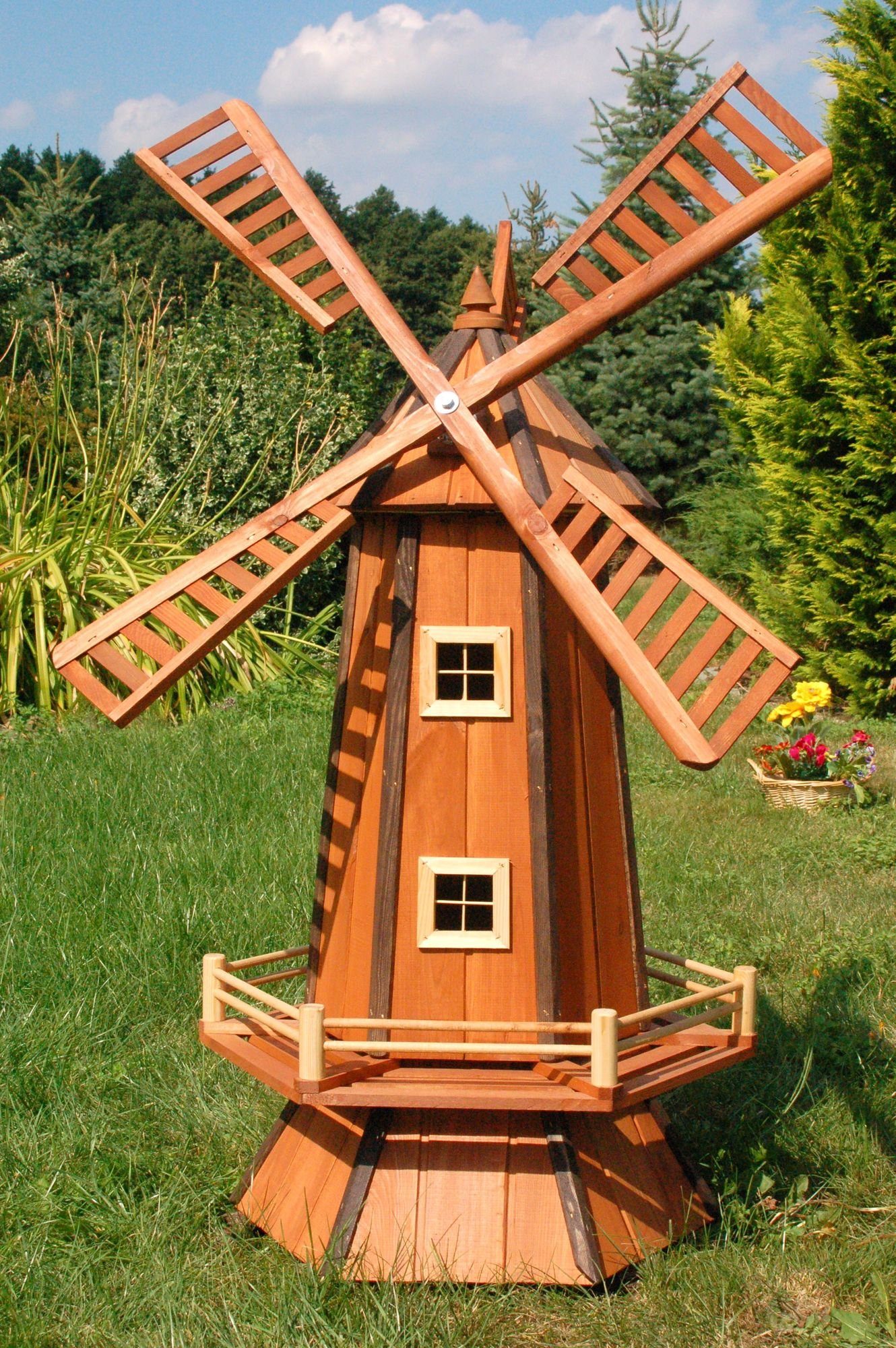 DSH DEKO SHOP HANNUSCH Gartenfigur Windmühle, Garten, Holz Windmühlen, imprägn., Kugelgelagert, 1,3m, wahlw. Solar