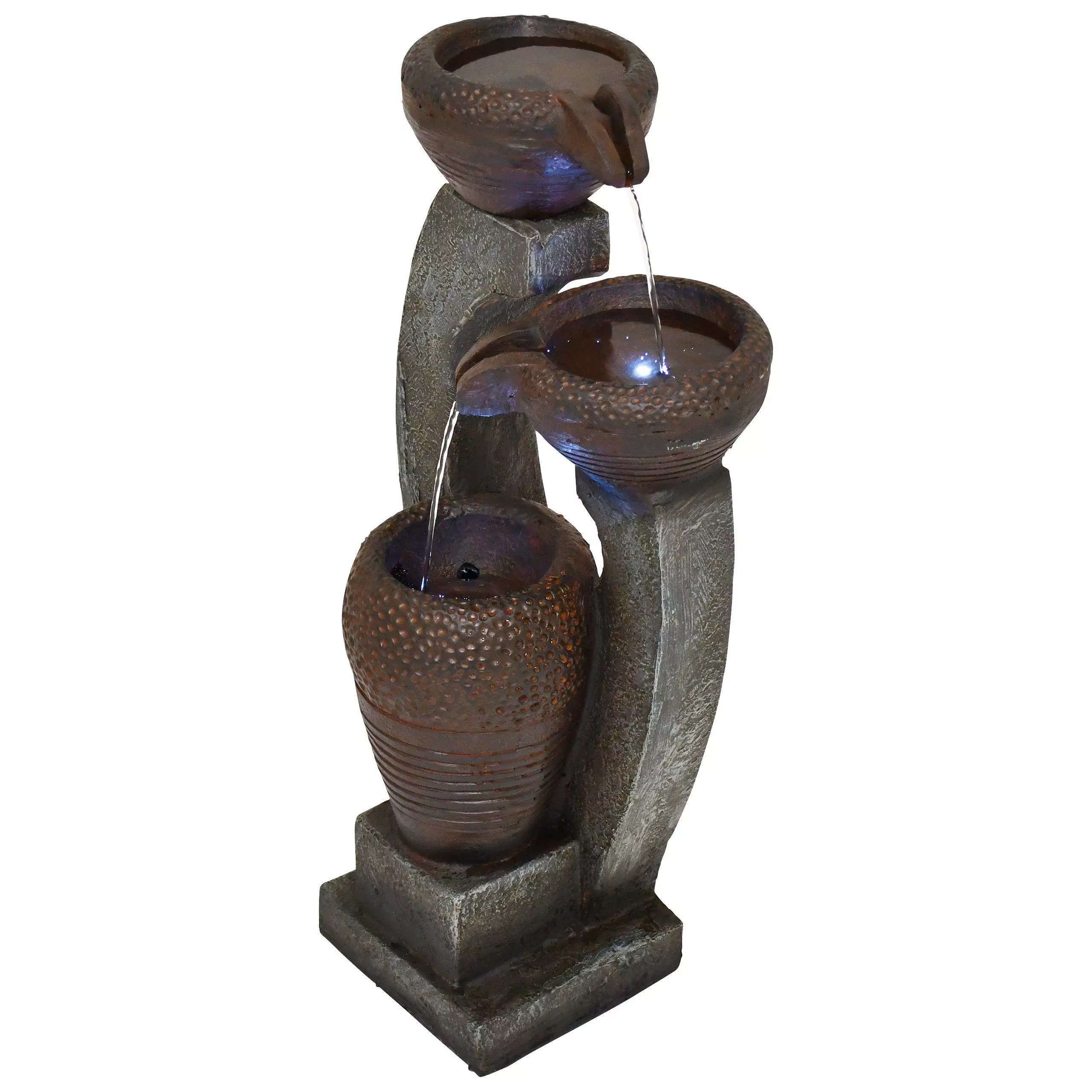 MACO-Möbel Vertriebs GmbH Gartenbrunnen SEMATAN Medium, 62,5 cm hoch, 22 cm breit, LED-Licht kaltweiß, Wasserspiel sehr leise & dezent
